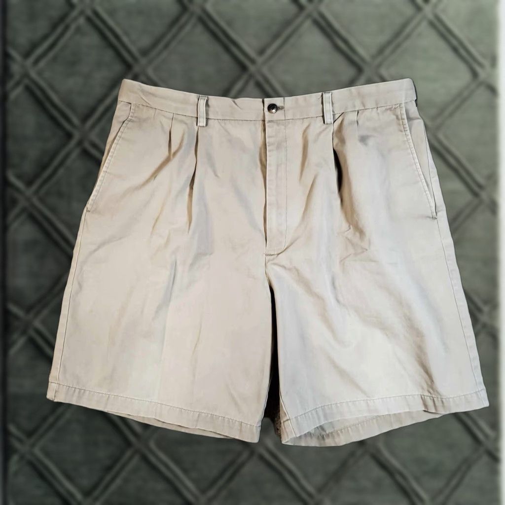 Vintage Q Shorts Mens 38 Khaki Front Pleated Chino Pockets Fishing Golf Waking Size US 38 / EU 54 - 1 Thumbnail