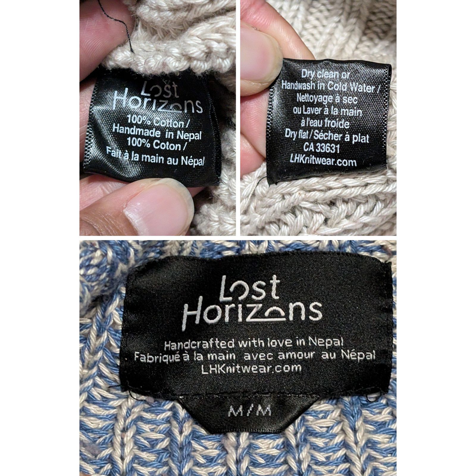 Unknown London Lost Horizons Haldarsvik Cotton Natural Handknit Sweater Size US M / EU 48-50 / 2 - 7 Thumbnail