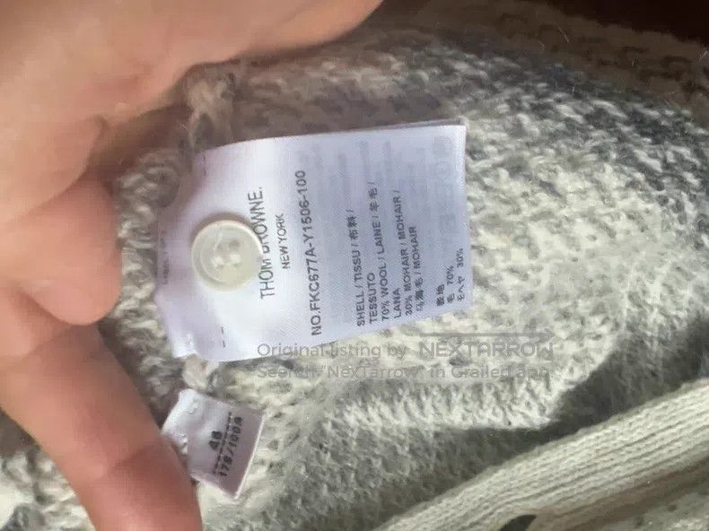 Thom Browne Thom Browne Brocade Knit Cardigan, Beige with Red and Blue Size US M / EU 48-50 / 2 - 4 Thumbnail