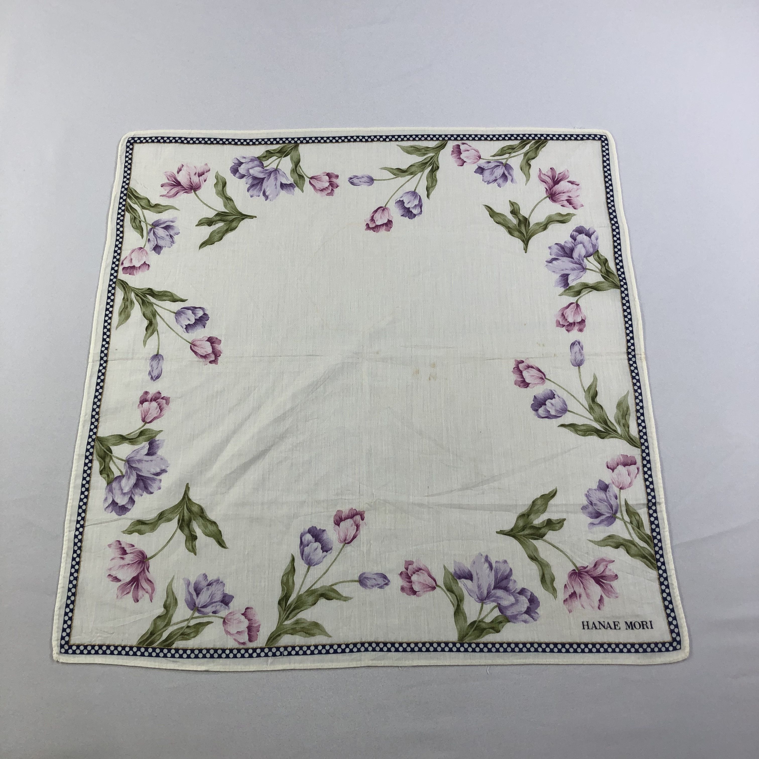 Hanae Mori × Vintage Hanae Mori Floral Handkerchief Neckerchief Bandana H2063 Size ONE SIZE - 2 Thumbnail
