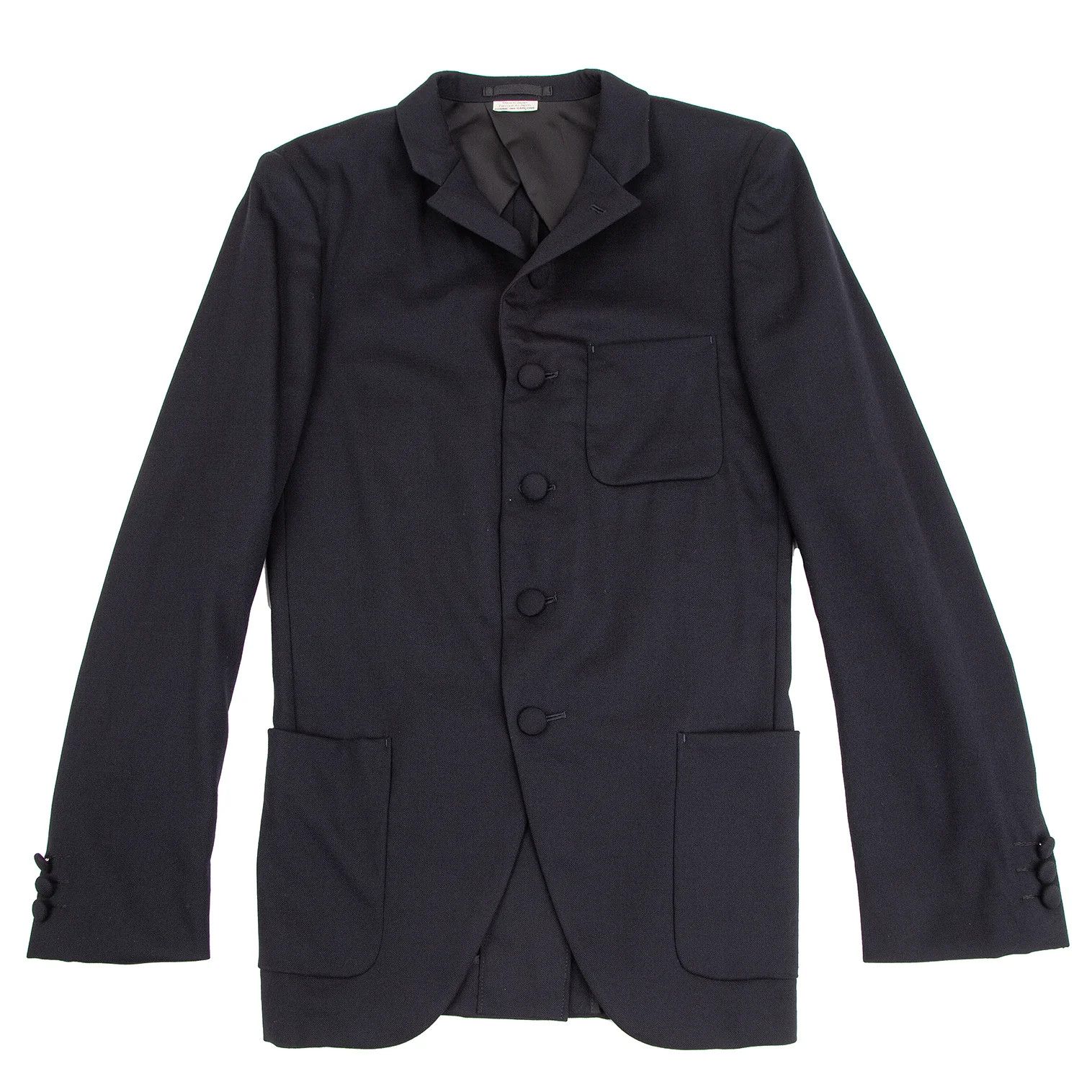 Comme des Garcons Homme Plus Stretch Wool Cutaway Jacket in Navy, Size S Size US S / EU 44-46 / 1 - 1 Thumbnail