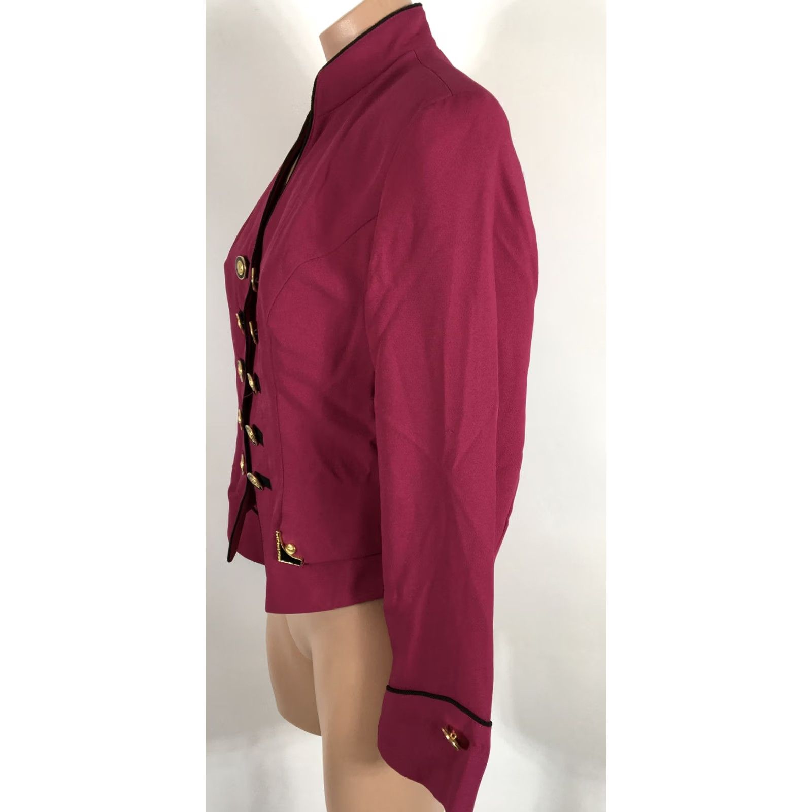 Vintage VINTAGE Cache Blazer Jacket Magenta Pink Black Gold Buttons Crop Size 4 USA MADE Size S / US 4 / IT 40 - 5 Thumbnail