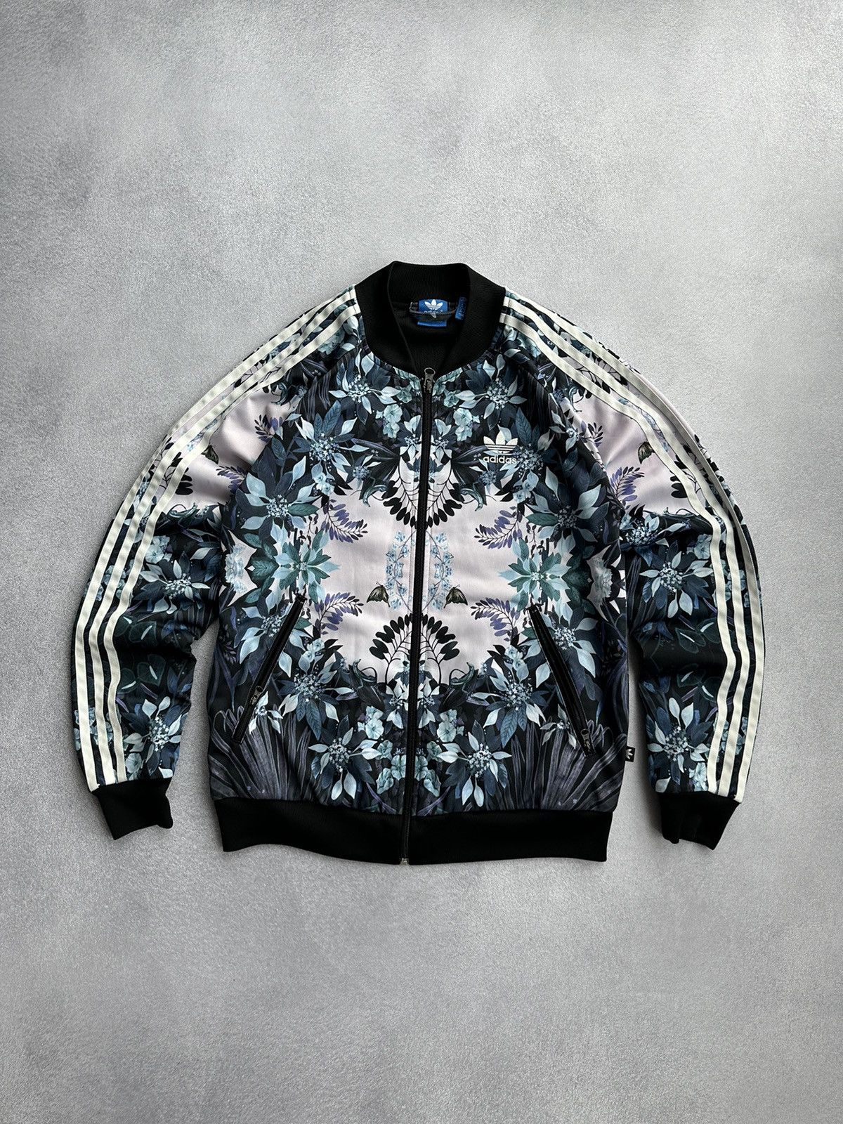 Adidas grey floral jacket clearance