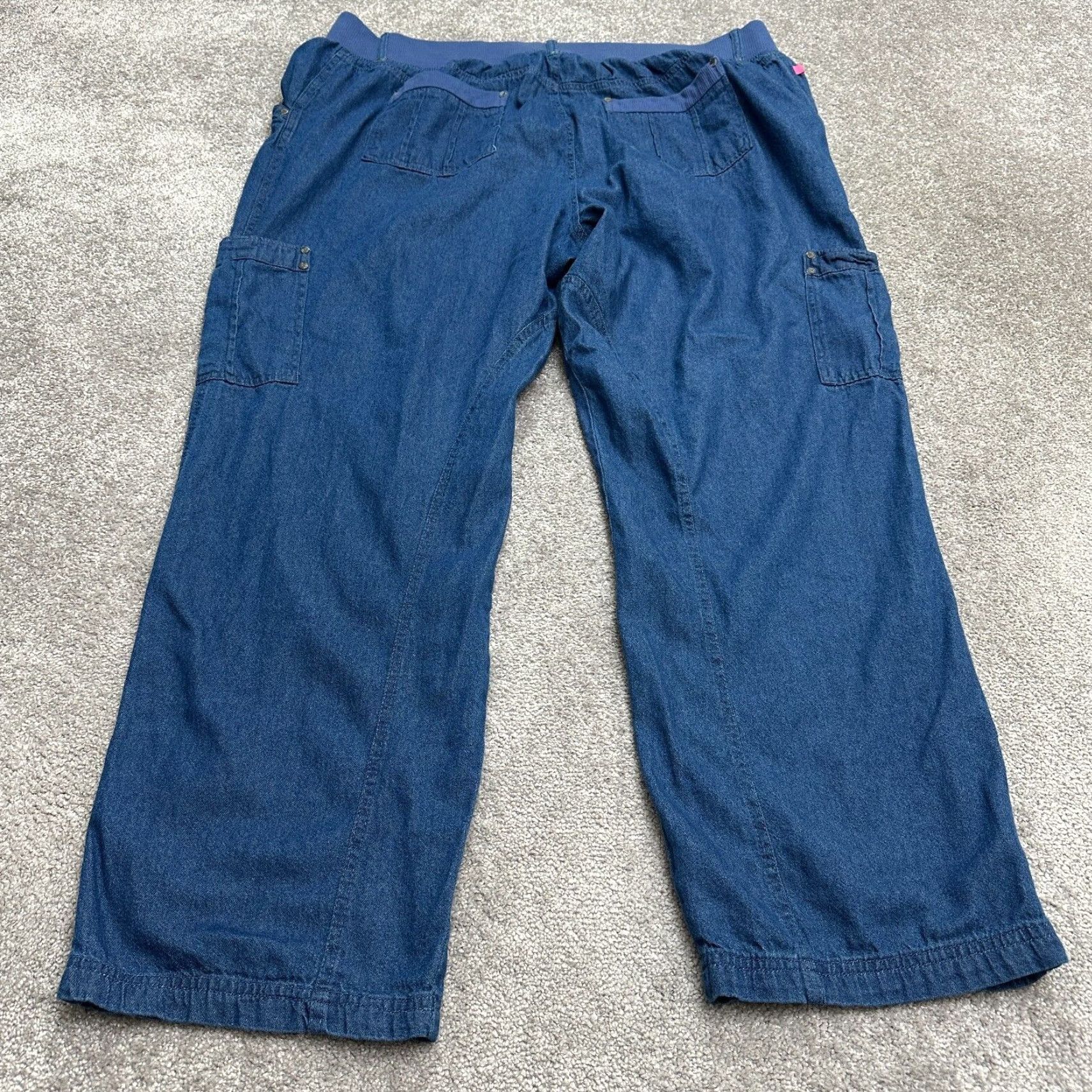 Vintage Woman Within Modern Fit Cargo Denim Jeans 28T Blue Wide Leg Casual 46x32 Womens Size 28" / US 6 / IT 42 - 2 Thumbnail