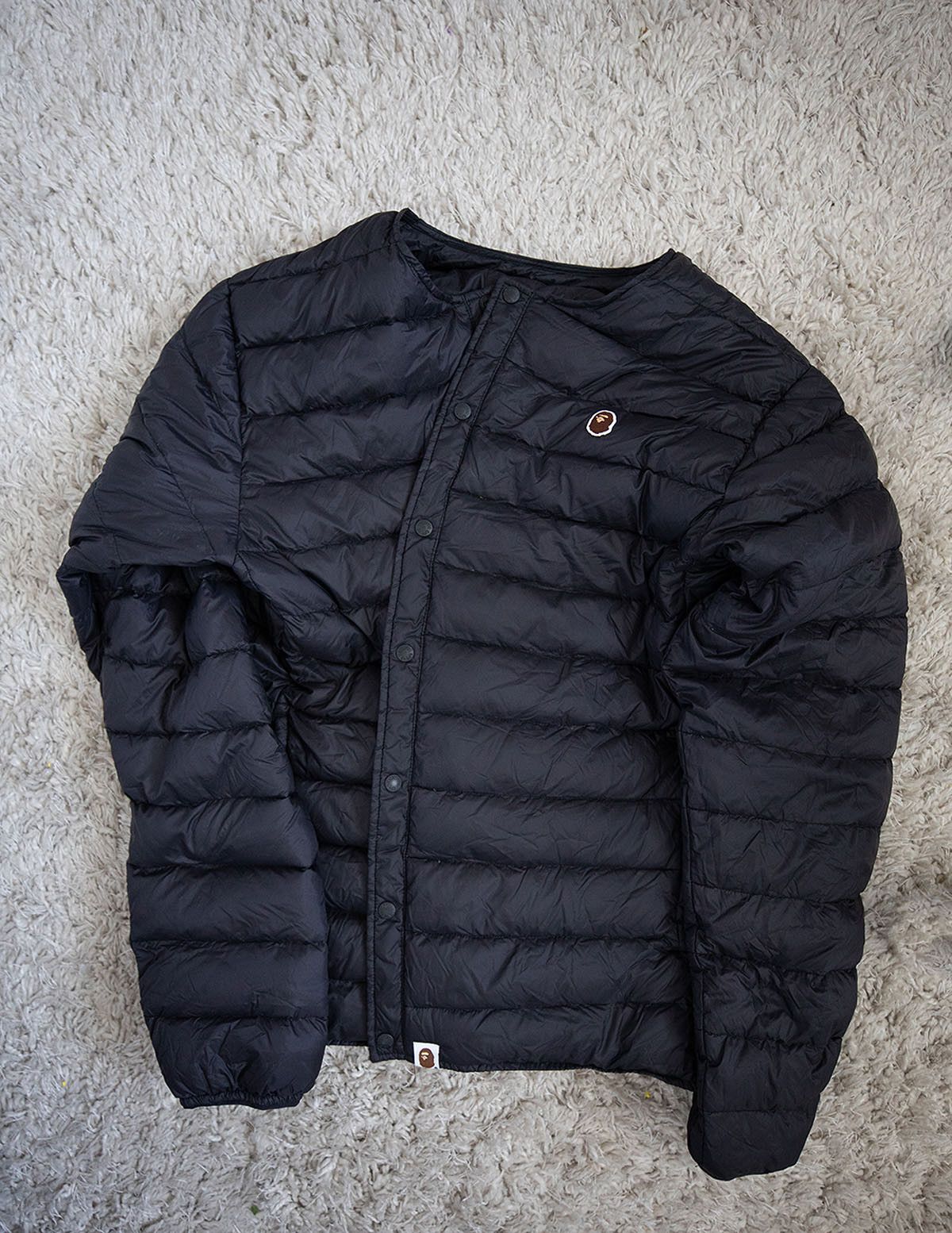 image of Bape Happy New Year Lightweight Down Jacket in Black, Men's (Size XL)