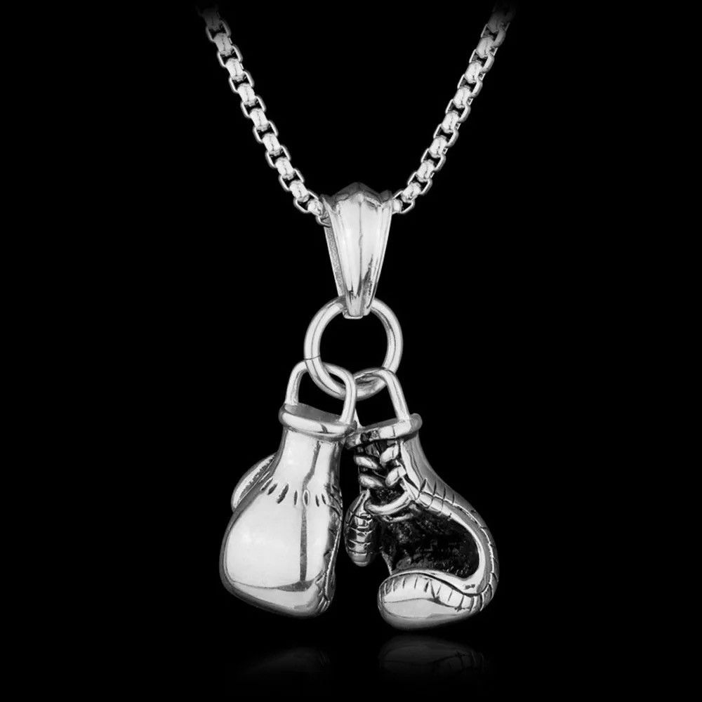 Vintage Classic Silver Boxing Gloves Necklace Size ONE SIZE - 3 Thumbnail