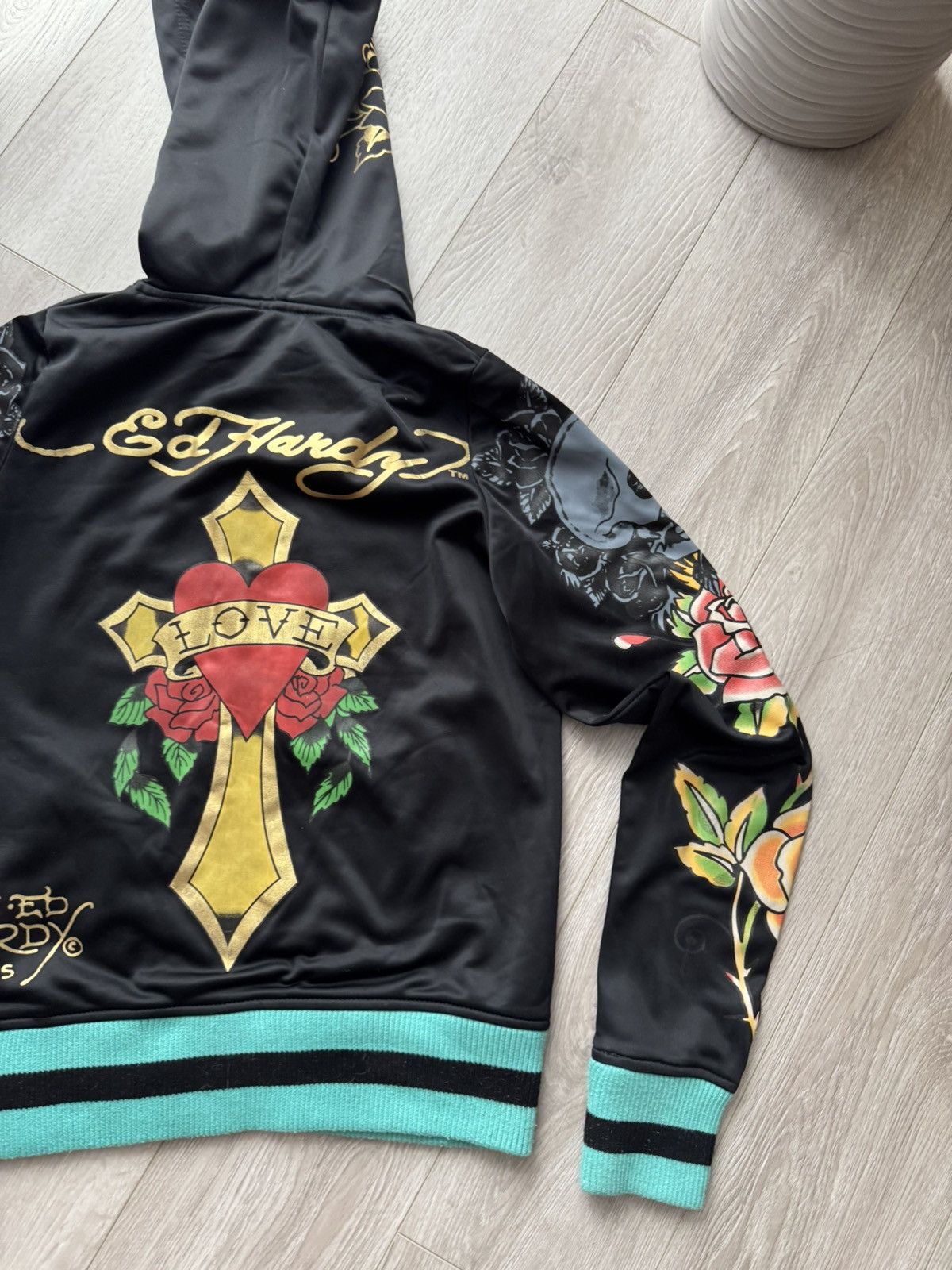 Christian Audigier × Ed Hardy Y2K Vintage Ed Hardy Zip Up Hoodie Logo Streetwear Rare VTg Size S / US 4 / IT 40 - 9 Thumbnail