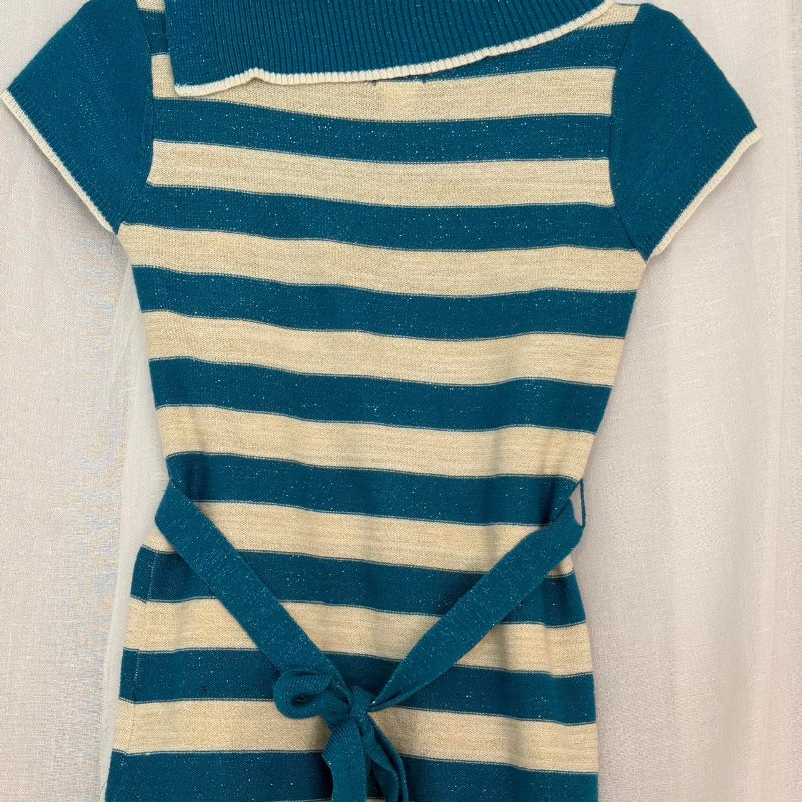 Vintage ✦ Y2K STRIPED METALLIC KNIT TOP ✦ Size S / US 4 / IT 40 - 7 Thumbnail