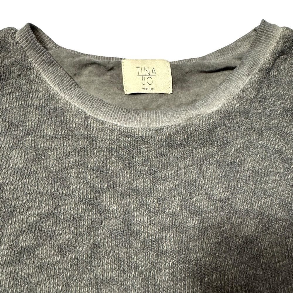 Other Tina + Jo MIxed Media Long Sleeve Grey Cotton Rayon Sweater Size M / US 6-8 / IT 42-44 - 6 Thumbnail