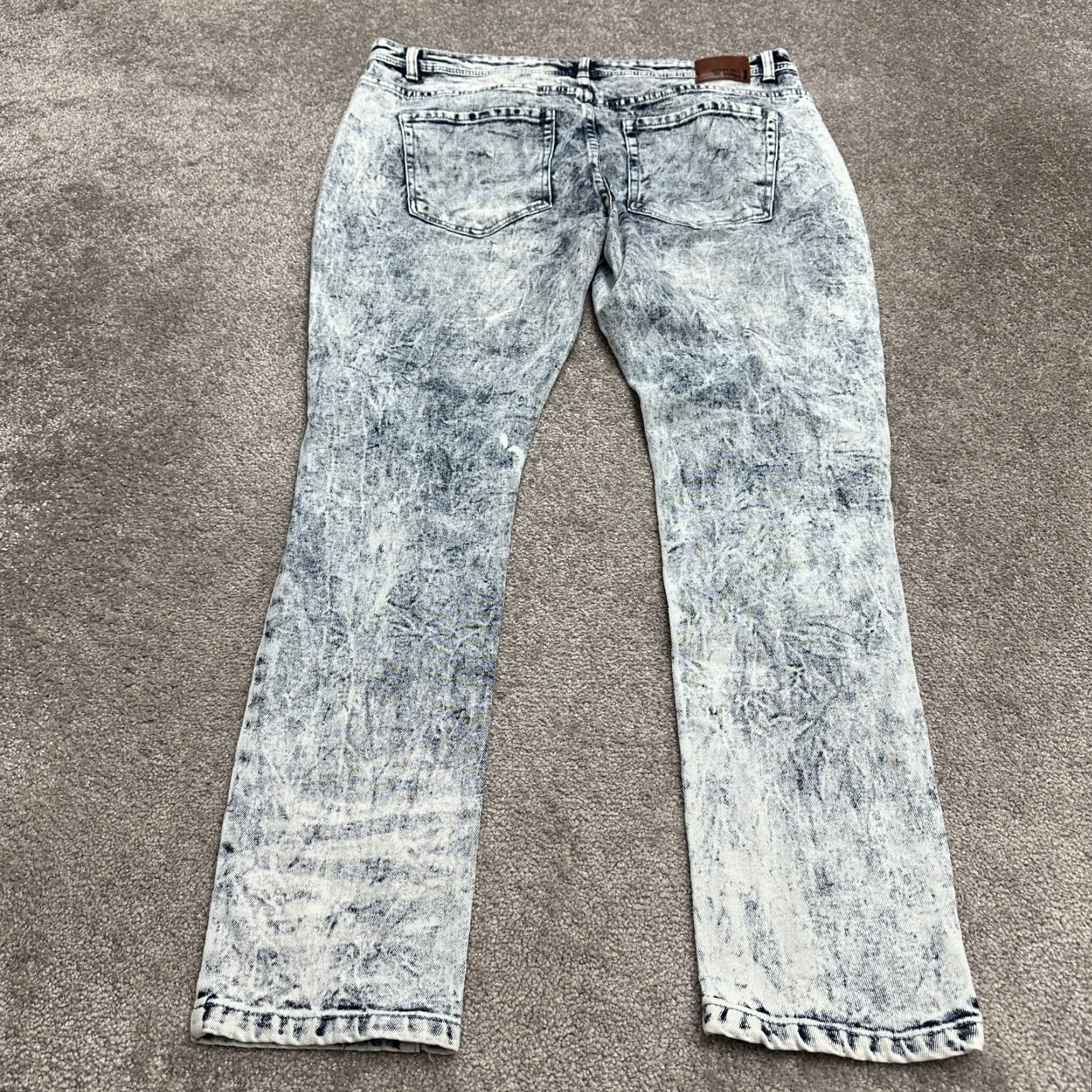 Denime Rebel Minds Denim Jeans Men 40x32 Blue Distressed Acid Wash 5-Pocket Regular Cotton Polyester Jeans Size US 40 / EU 56 - 2 Thumbnail