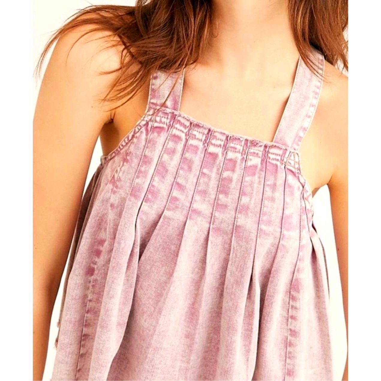 Free People Free People Marina Denim Babydoll Crop Top Purple XL Size XL / US 12-14 / IT 48-50 - 3 Thumbnail