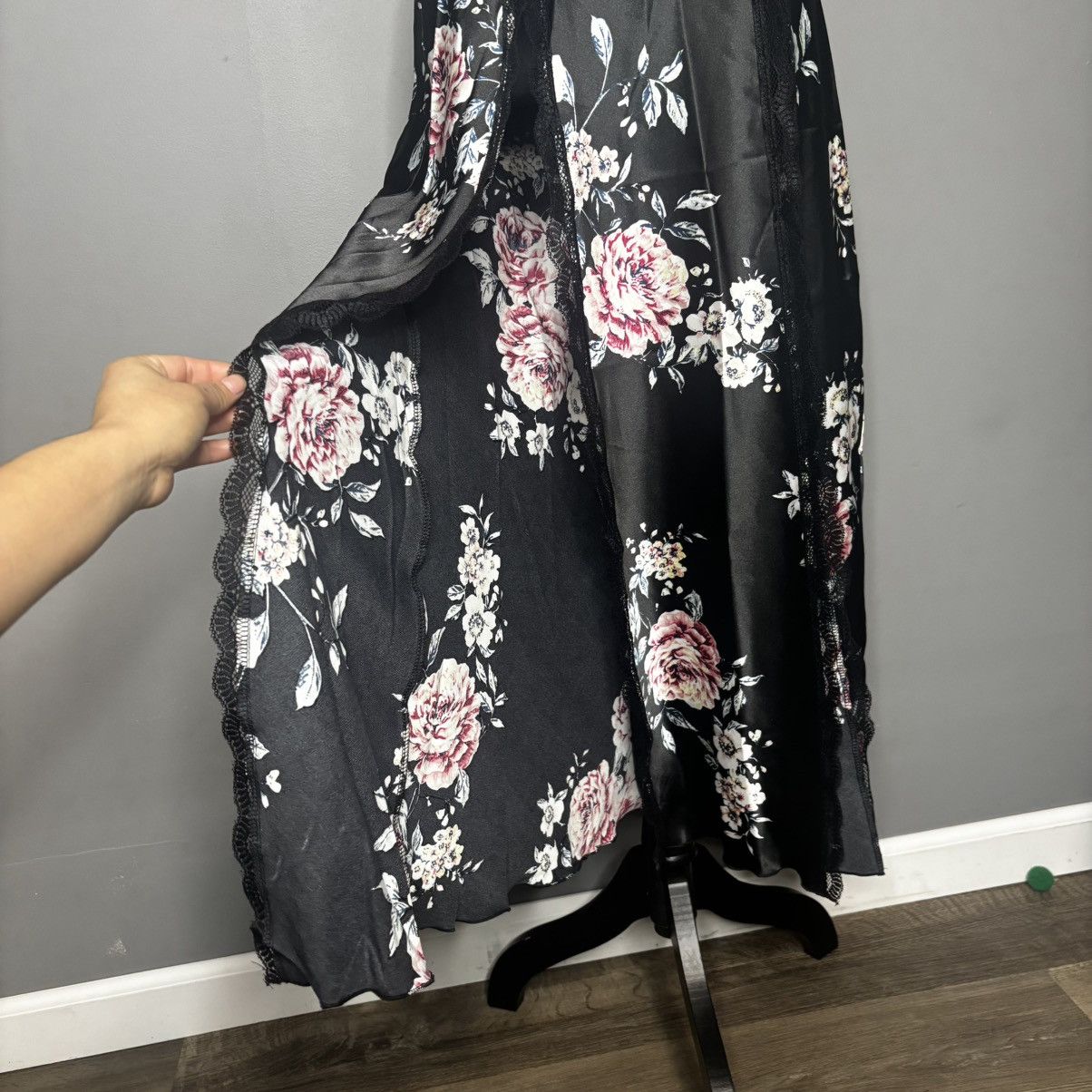 Vintage Sexy Lace Print V-Neck Slit Sexy Suspender Dress Medium Size M / US 6-8 / IT 42-44 - 4 Thumbnail