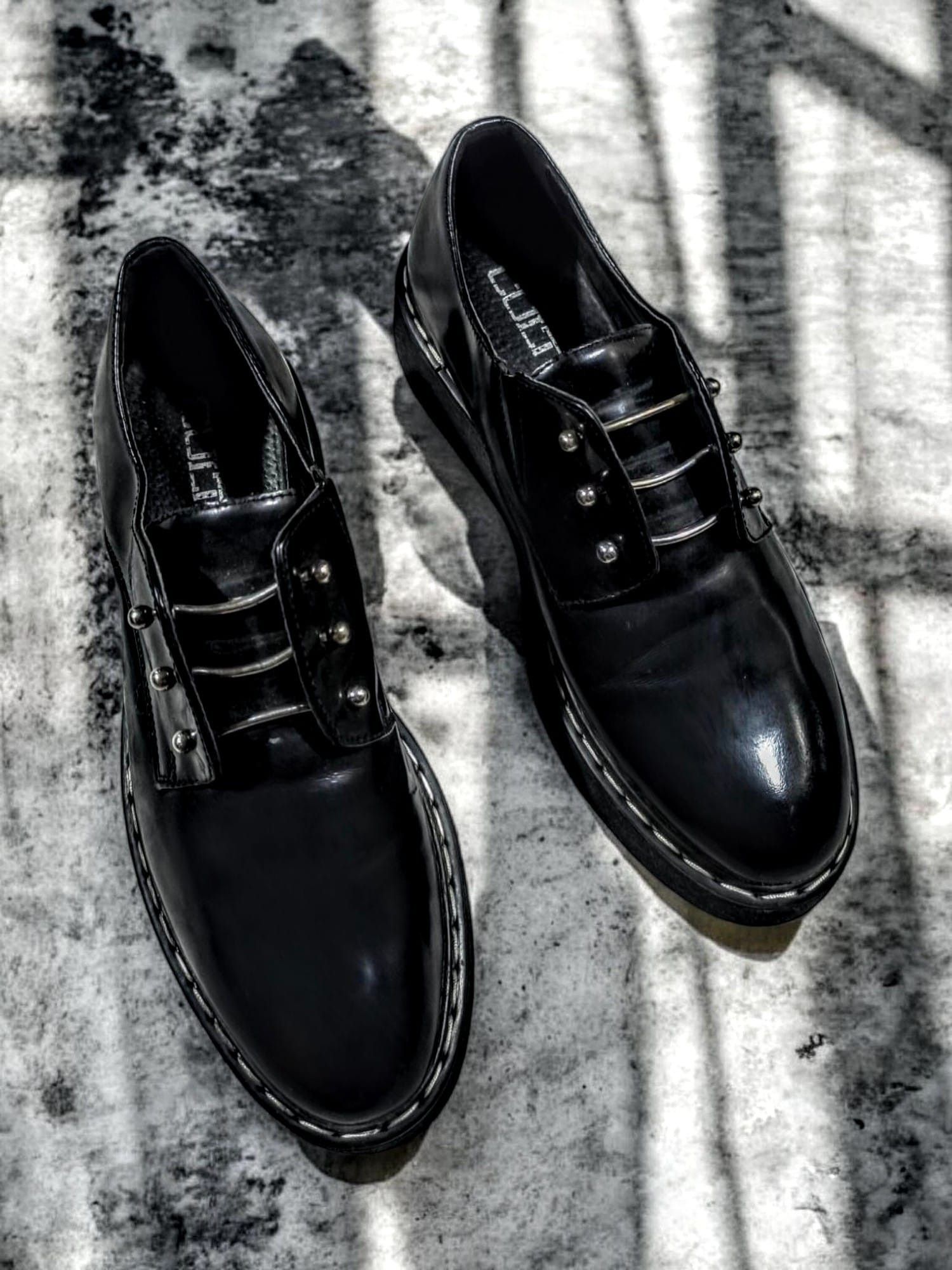 Genuine Leather cult black leather punk boots England emo grunge Size US 9 / IT 39 - 1 Thumbnail