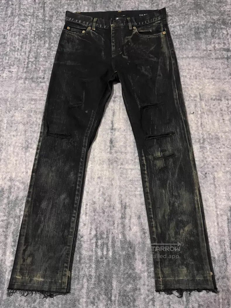 Saint Laurent Paris Saint Laurent Paris Yellow Mud Stained Destroyed Denim Jea Size US 29 - 1 Thumbnail