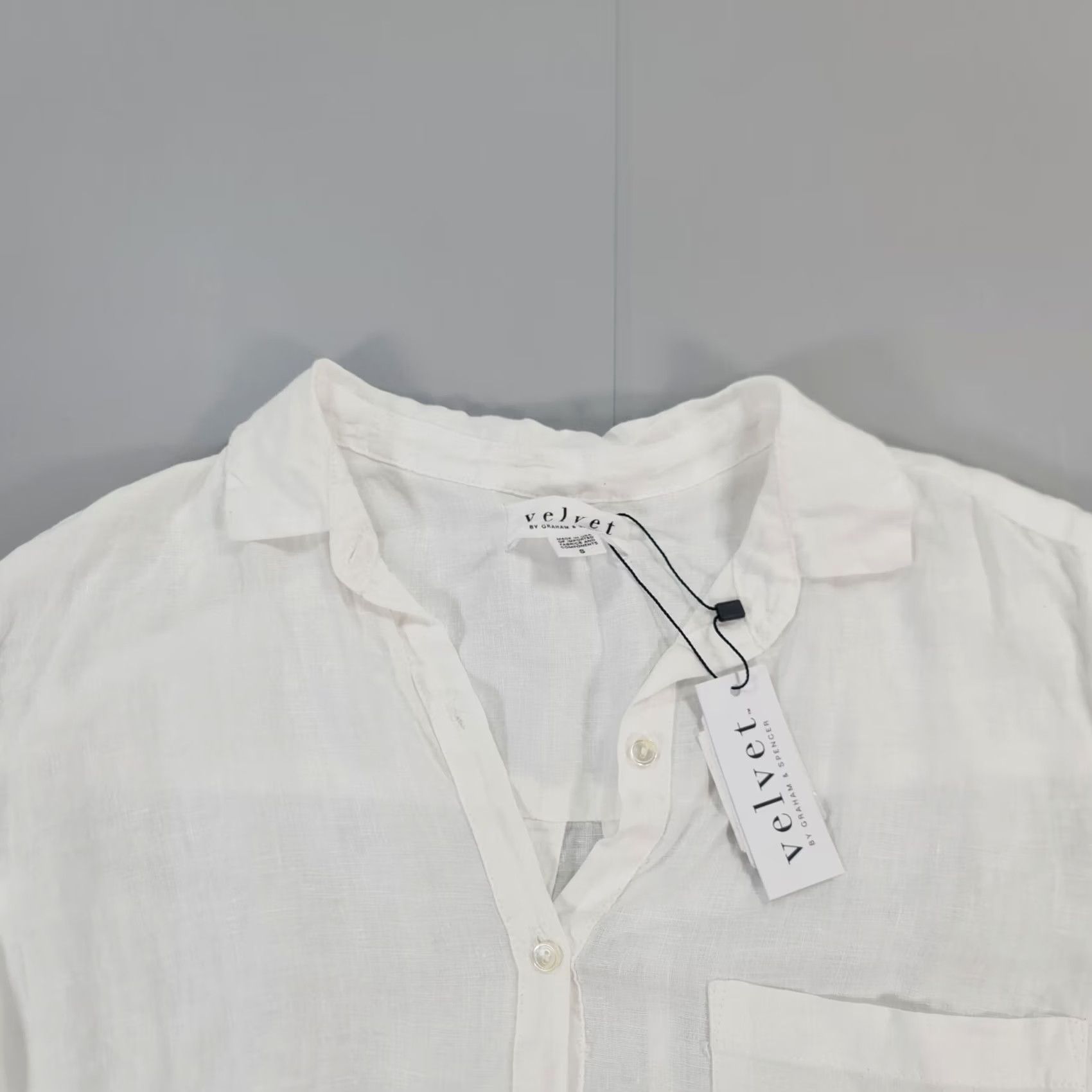 Velvet Velvet by Graham & Spencer Womens Dress White Small Linen Knee Length Long Sleeve Collared Button Pockets Casual Shirt Dress Designers Size S / US 4 / IT 40 - 3 Thumbnail