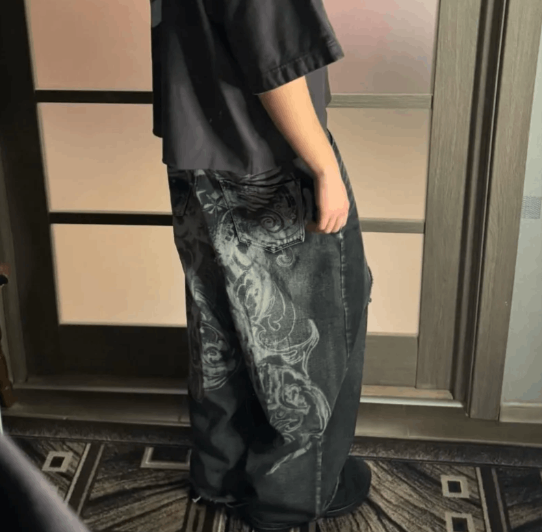 Japanese Brand Oversized Pattern Printing Old Baggy Jeans Size US 36 / EU 52 - 6 Thumbnail
