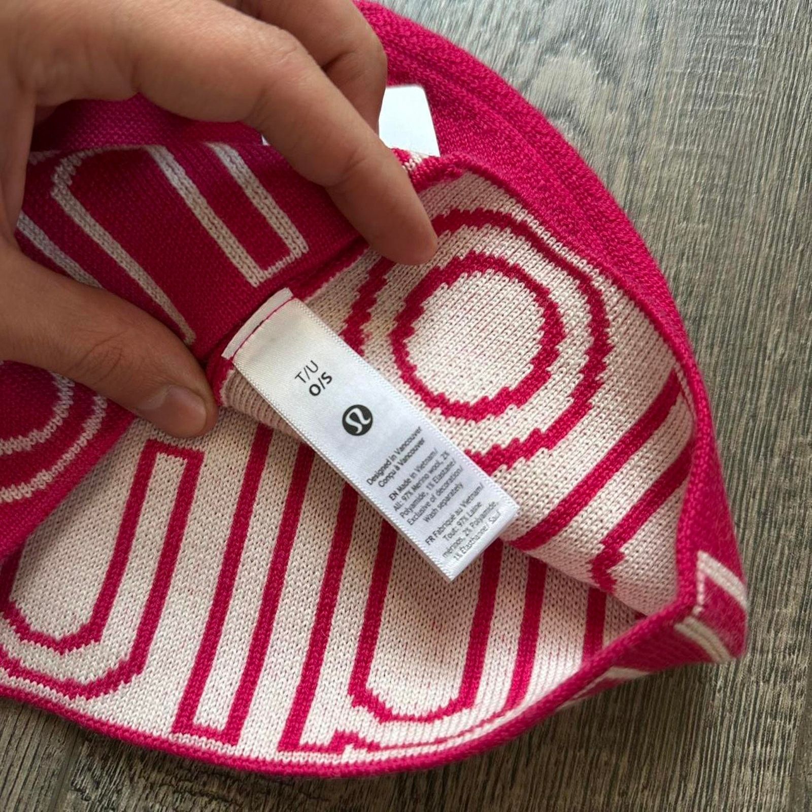 Lululemon Lulu Lemon SoldOut Pink Spellout Merino Wool Skullcap Beanie Size ONE SIZE - 8 Thumbnail