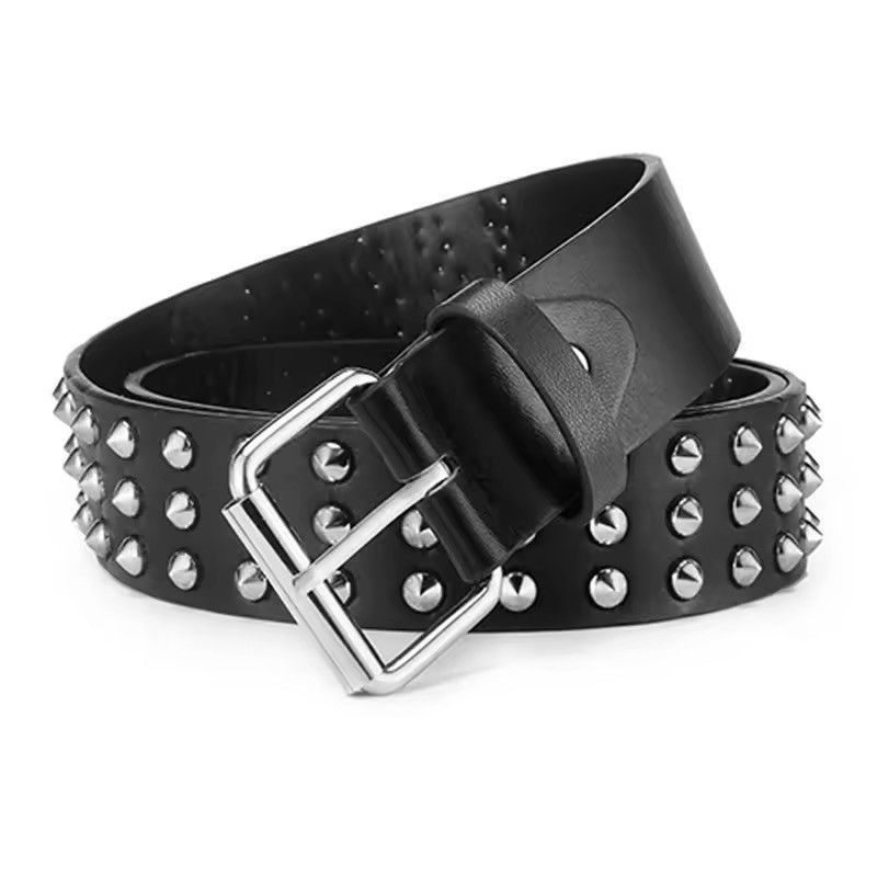 Japanese Brand Metal Rivets Pin Buckle PU Leather Belt 95 cm Size ONE SIZE - 4 Thumbnail