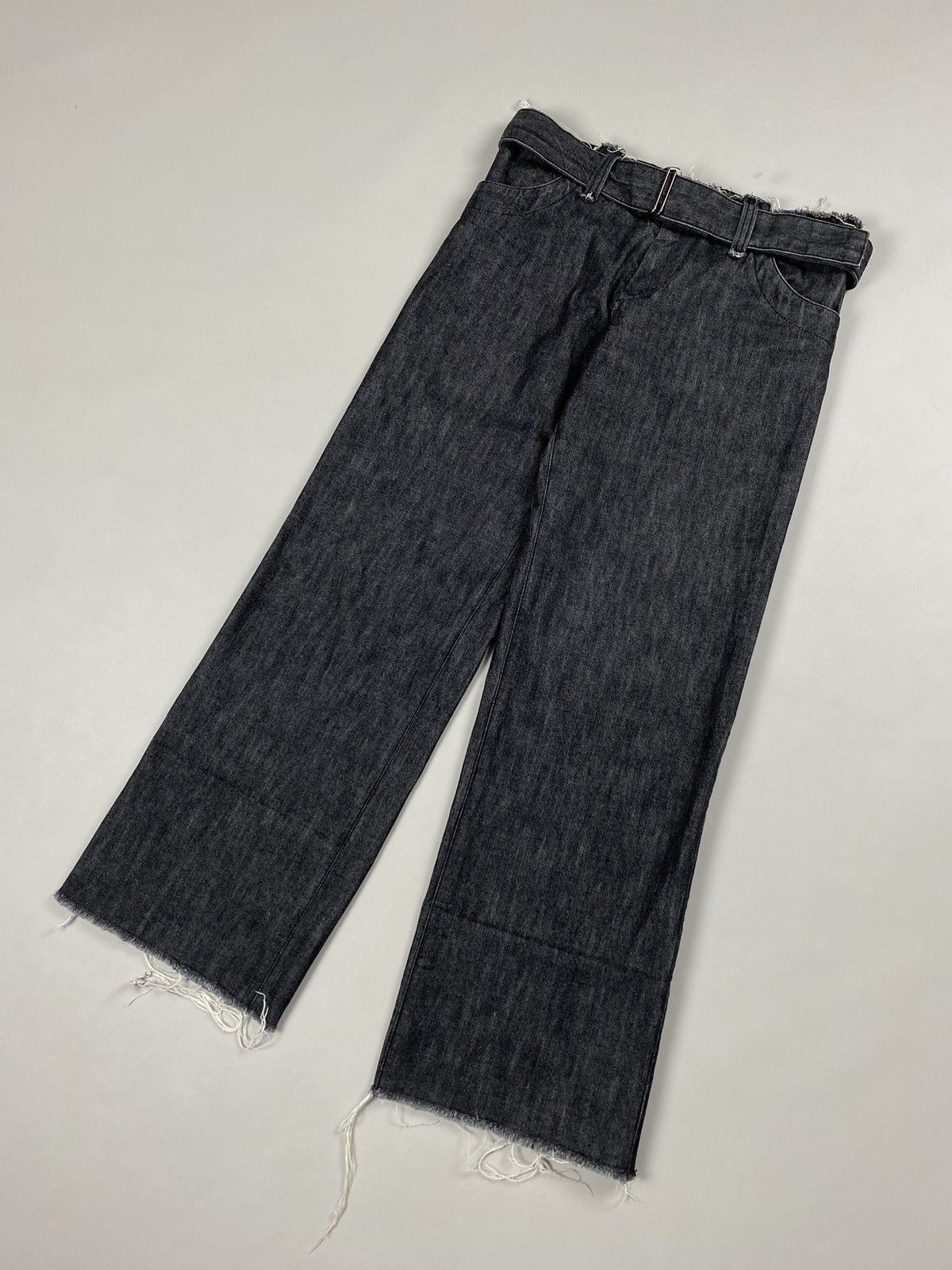 Yohji Yamamoto Yohji Yamamoto Femme Belted Wide Leg Low Rise Cut Jeans Size 26" / US 2 / IT 38 - 6 Thumbnail