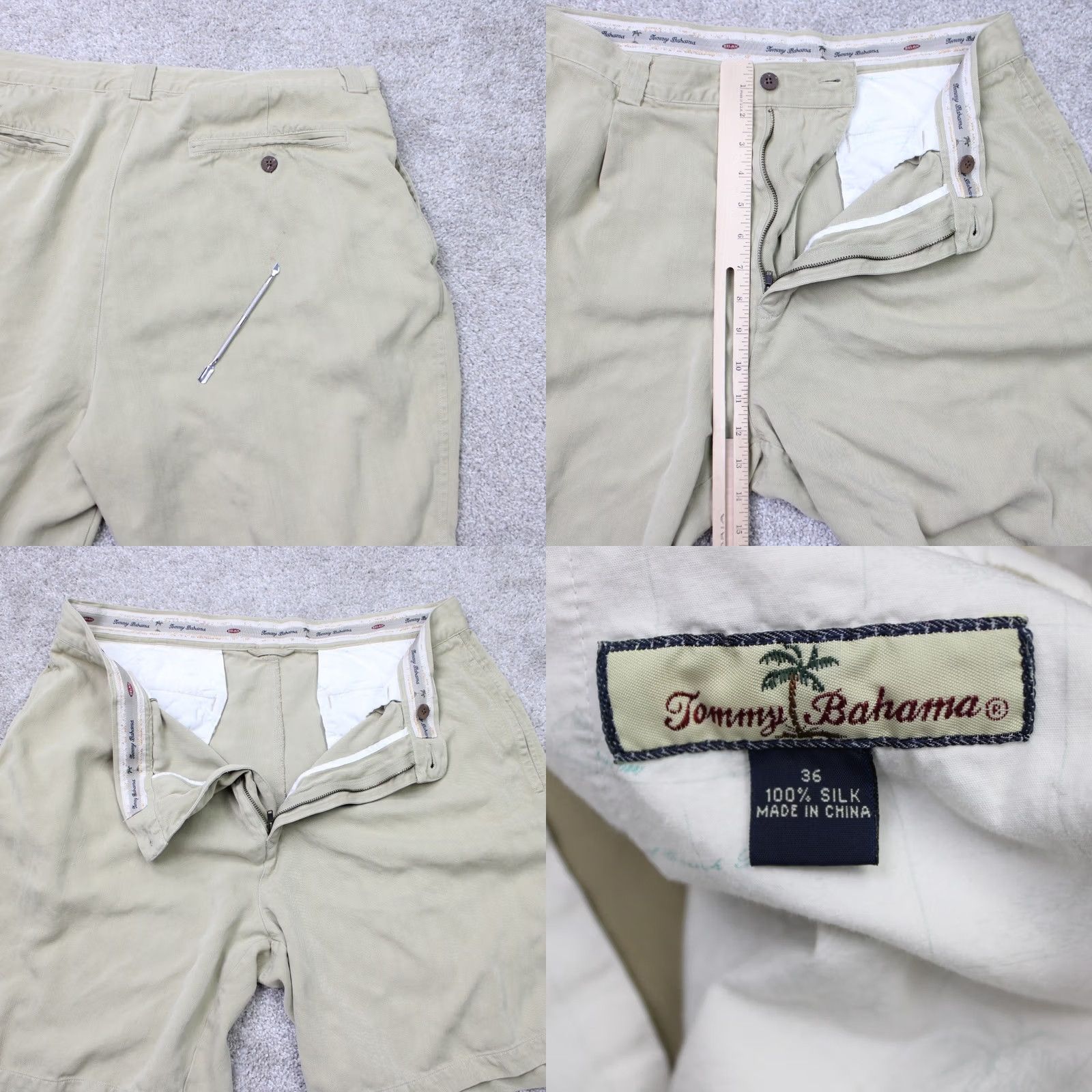 Tommy Bahama Tommy Bahama Shorts Mens 36 Beige 100% Silk Flat Front Chino 9" Inseam Casual Preppy Size US 36 / EU 52 - 8 Thumbnail