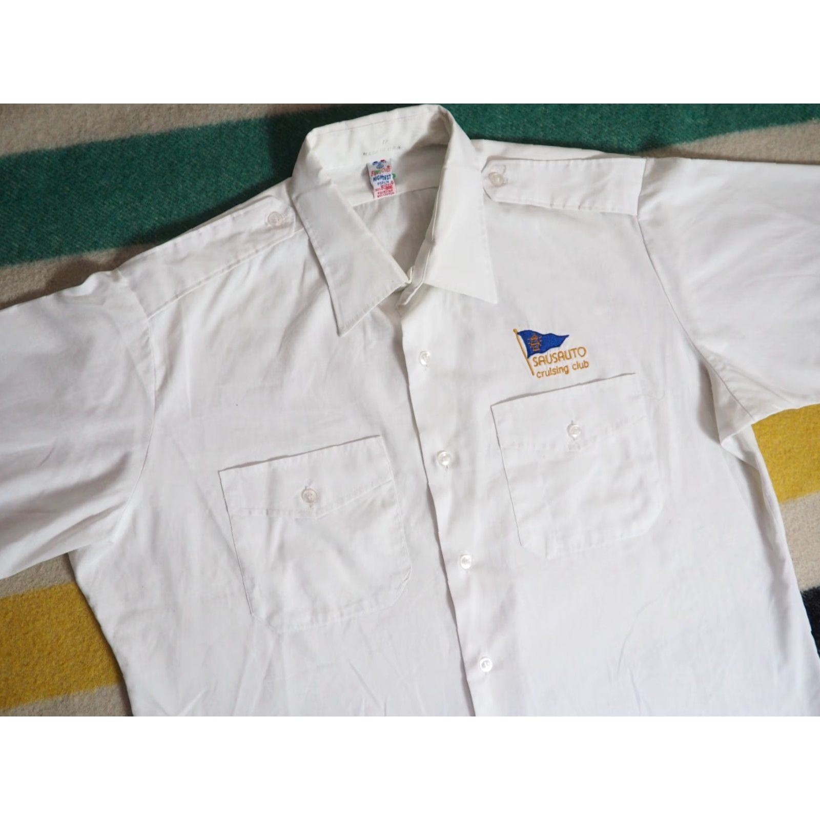 Vintage VINTAGE Flying Cross Shirt 1960s White Short Sleeve Button-Front XL Men Poplin Pocket Sausalito Sailing Military/Landgirl Size US XL / EU 56 / 4 - 3 Thumbnail