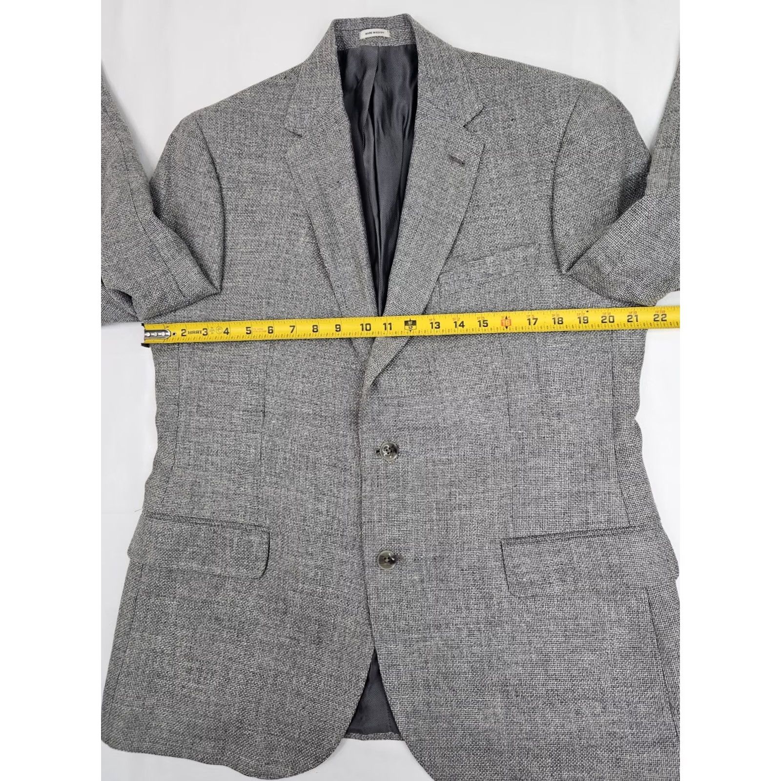 Joseph Abboud Joseph Abboud Sport Coat Gray Wool Linen Hopsack Lanificio T.G. di Fabio 42R Size US XS / EU 42 / 0 - 7 Thumbnail