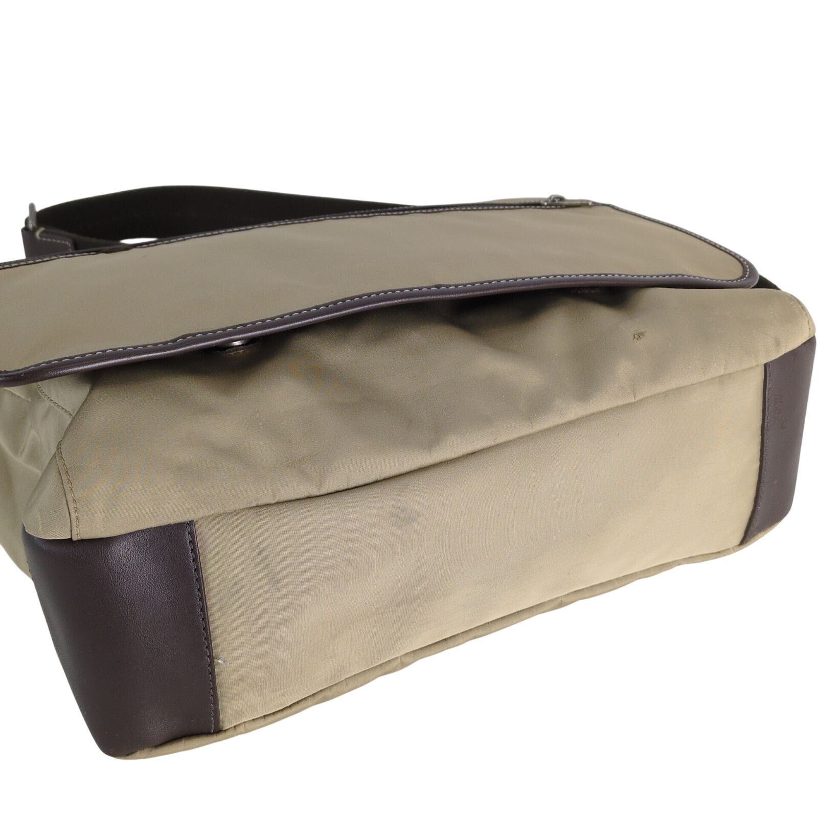 Coach Coach Tan Nylon Messenger Bag Brown Leather Trim Crossbody Size ONE SIZE - 8 Thumbnail