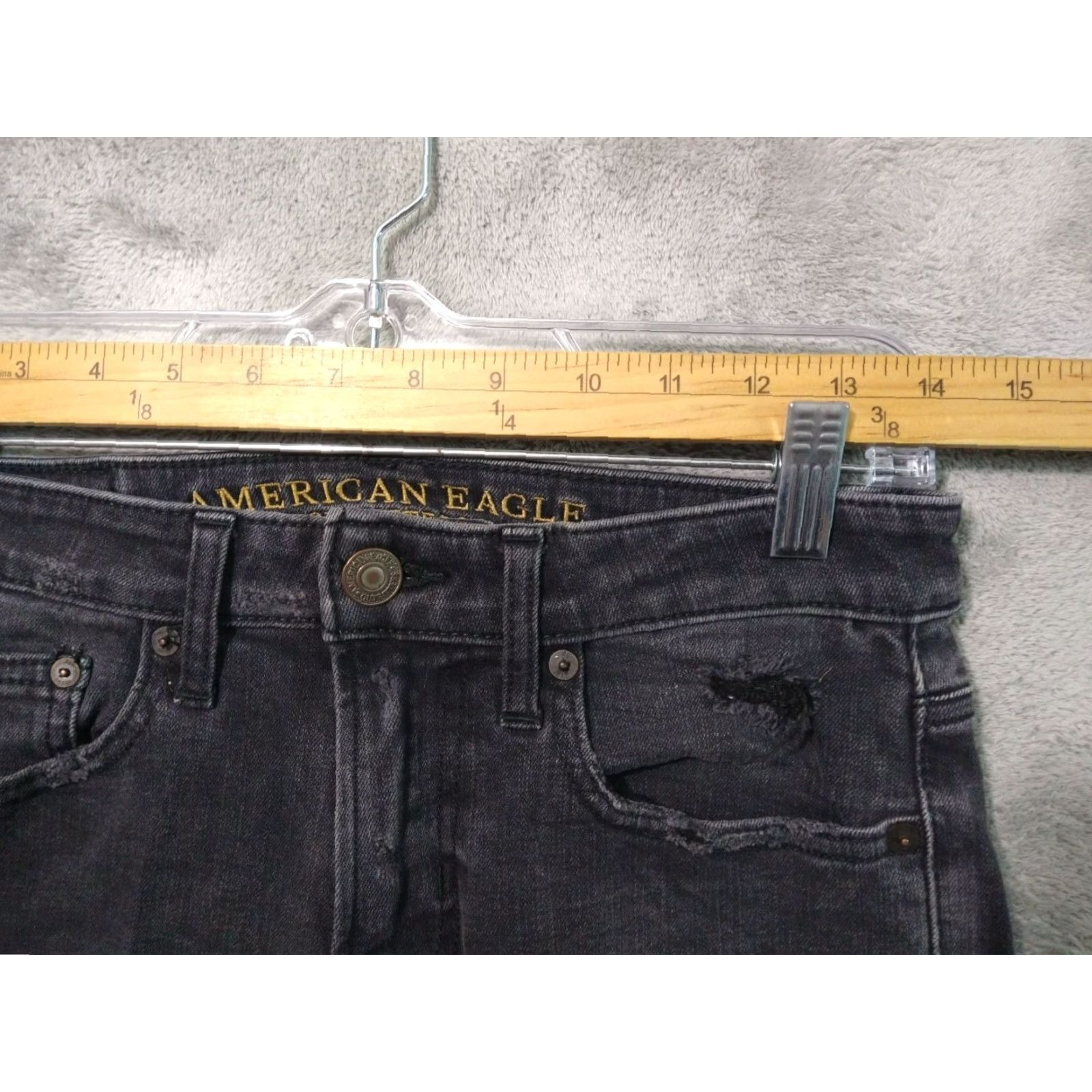 American Eagle Outfitters American Eagle Jeans Mens 28x30 Black Denim Extreme Flex 4 Skinny Distressed Size US 28 / EU 44 - 3 Thumbnail