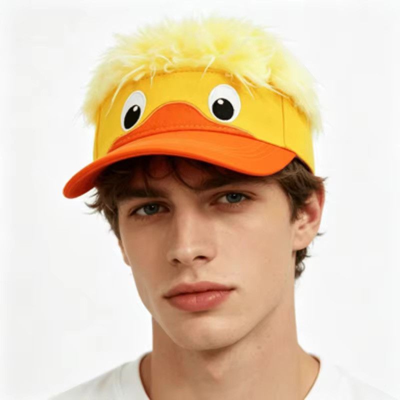 Japanese Brand Funny Duck Visor Hat with Fake Hair Size ONE SIZE - 4 Thumbnail