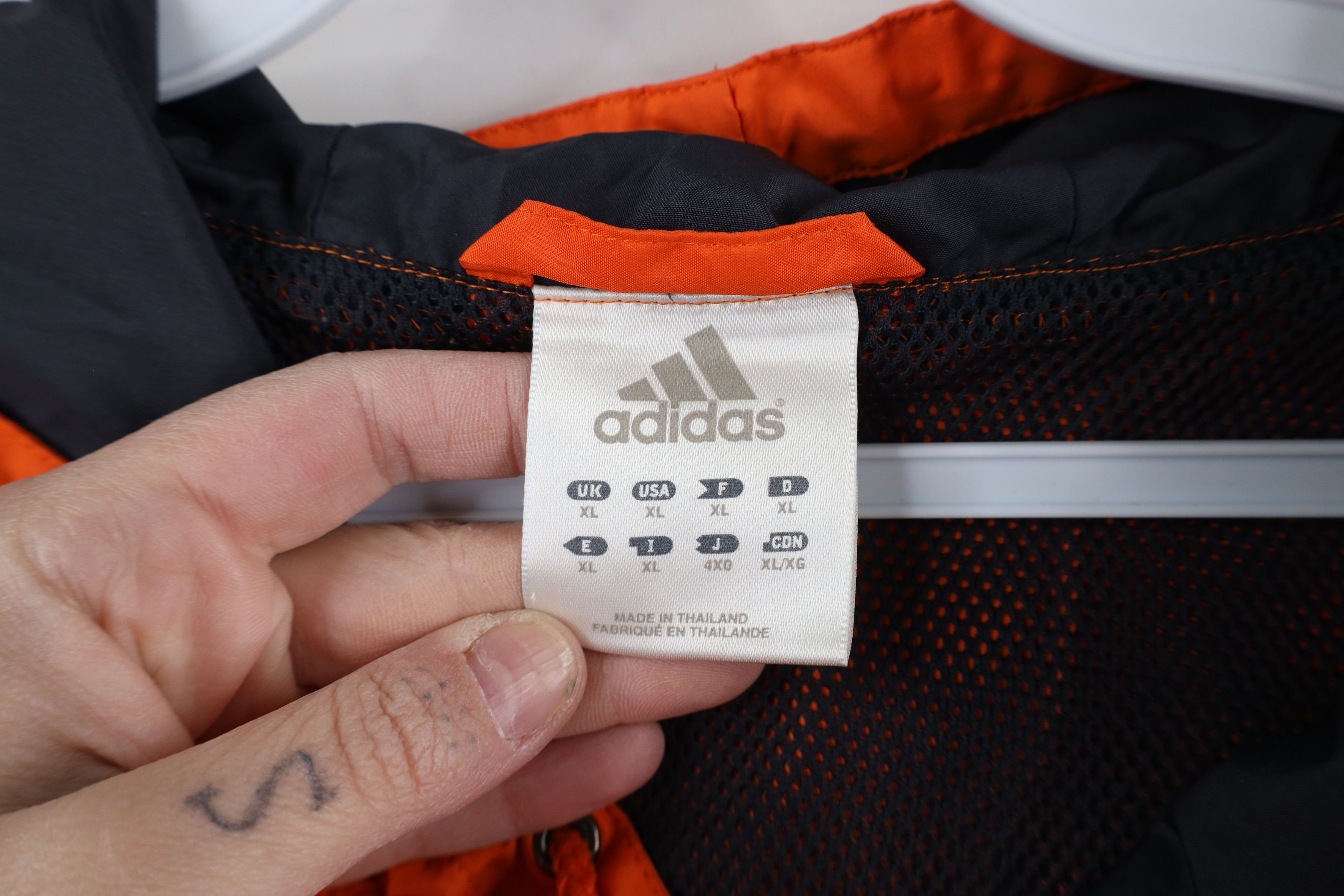 Adidas × Vintage Vintage 90s Adidas Spell Out Lined Hooded Windbreaker Jacket Size US XL / EU 56 / 4 - 9 Thumbnail