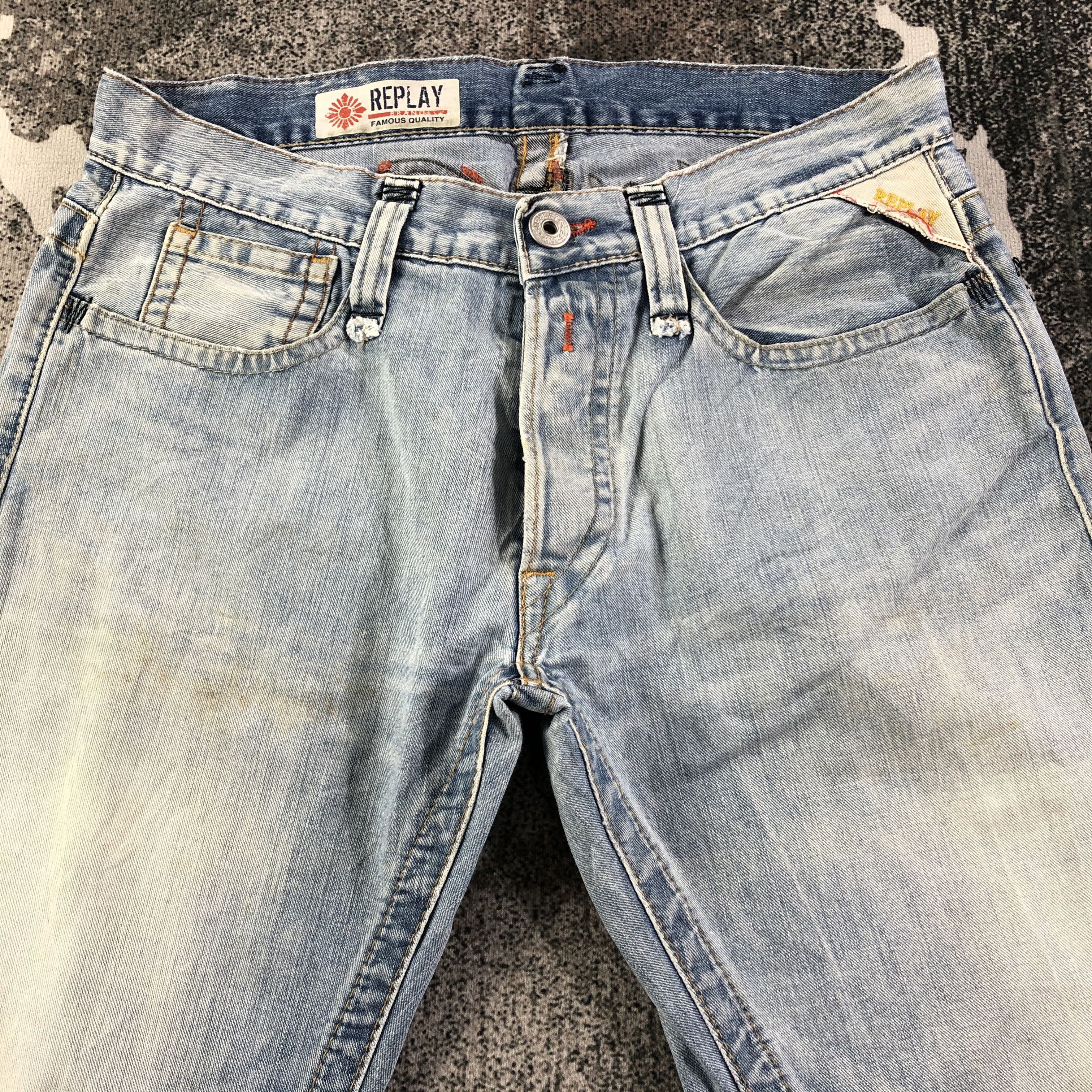 Replay Reply Jeans Patchwork Medium Wash Denim KJ1733 Size US 31 - 3 Thumbnail