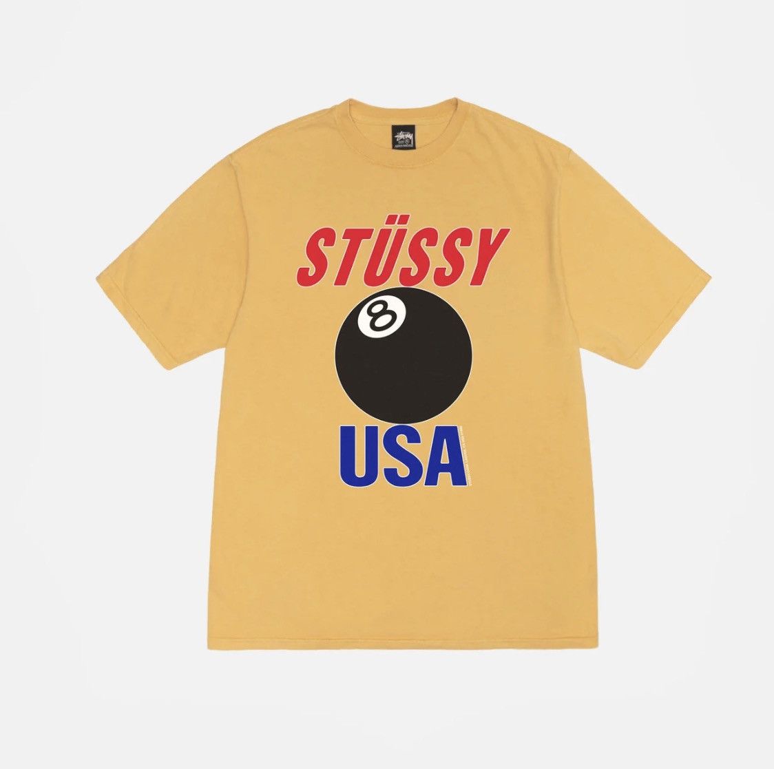 stussy 8 ball tee yellow