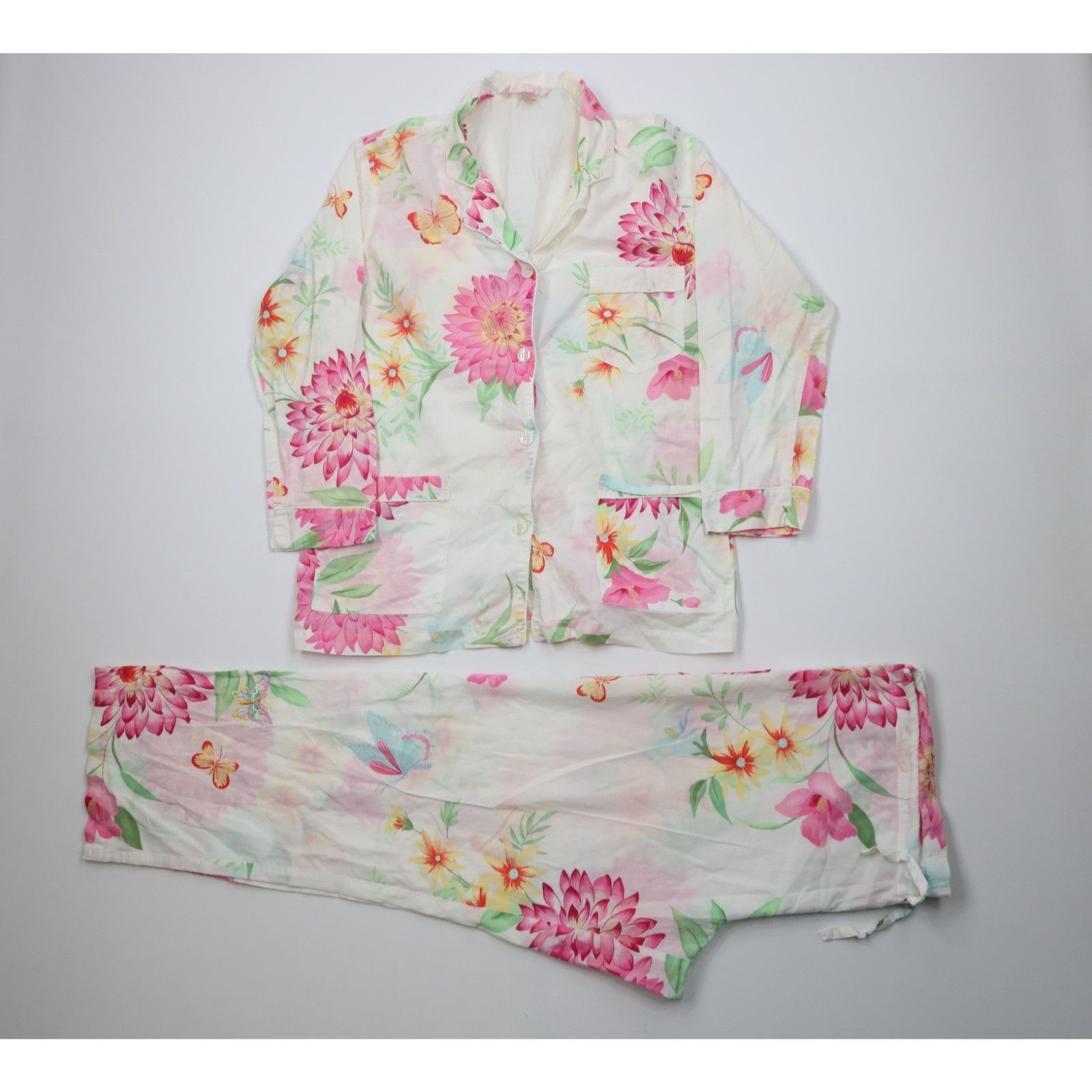 Victoria's Secret Vintage Victoria's Secret 2 Piece Flower Butterfly Pajamas Size M / US 6-8 / IT 42-44 - 1 Thumbnail