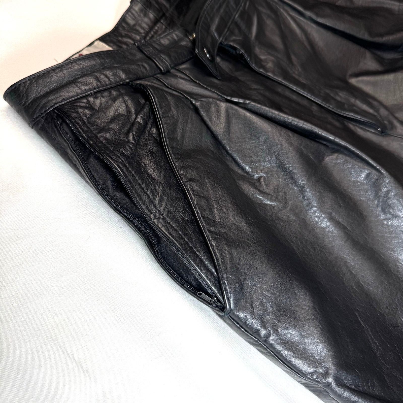 Vintage Vintage 80s 90s Pleated front Leather Pants Men’s 29 Black Size US 29 - 9 Thumbnail