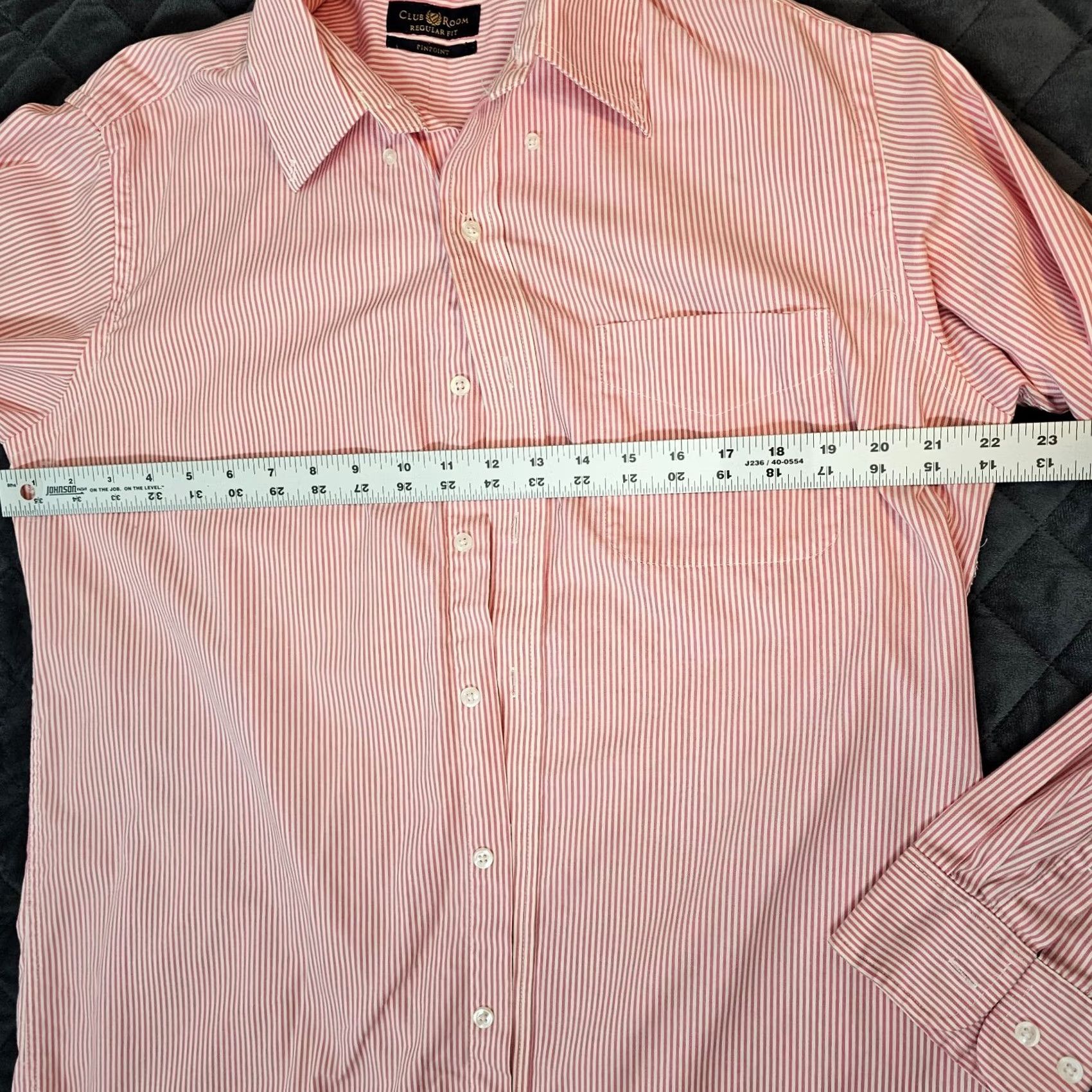 Club Room Club Room Mens Pink Stripe Cotton Long Sleeve Dress Shirt Size 15 32/33 Pinpoint Size 40R - 6 Thumbnail