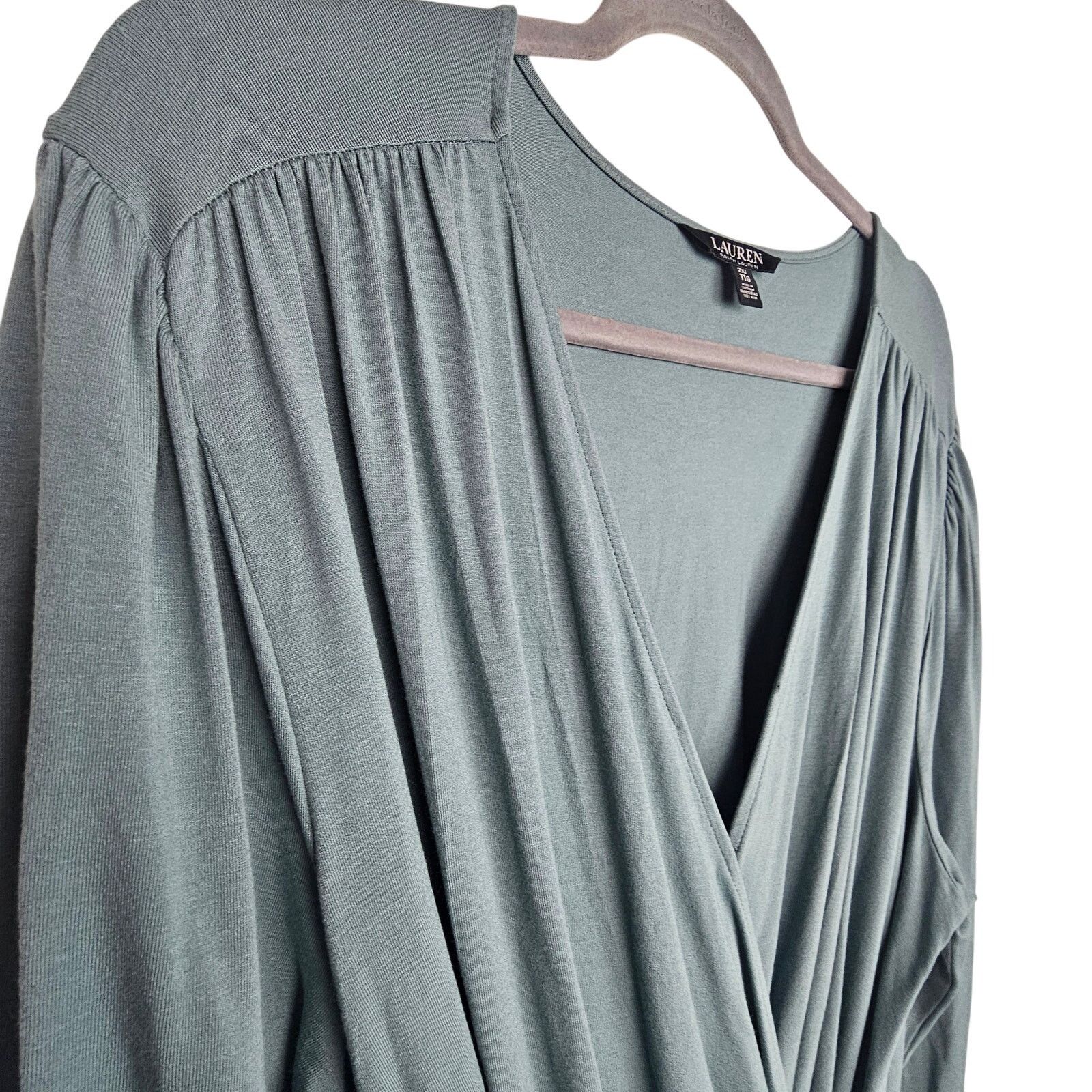 Lauren Ralph Lauren Lauren Ralph Lauren Womens Surplice Blouse Plus Size 2X Sage Size XXL / US 16-18 / IT 52-54 - 5 Thumbnail