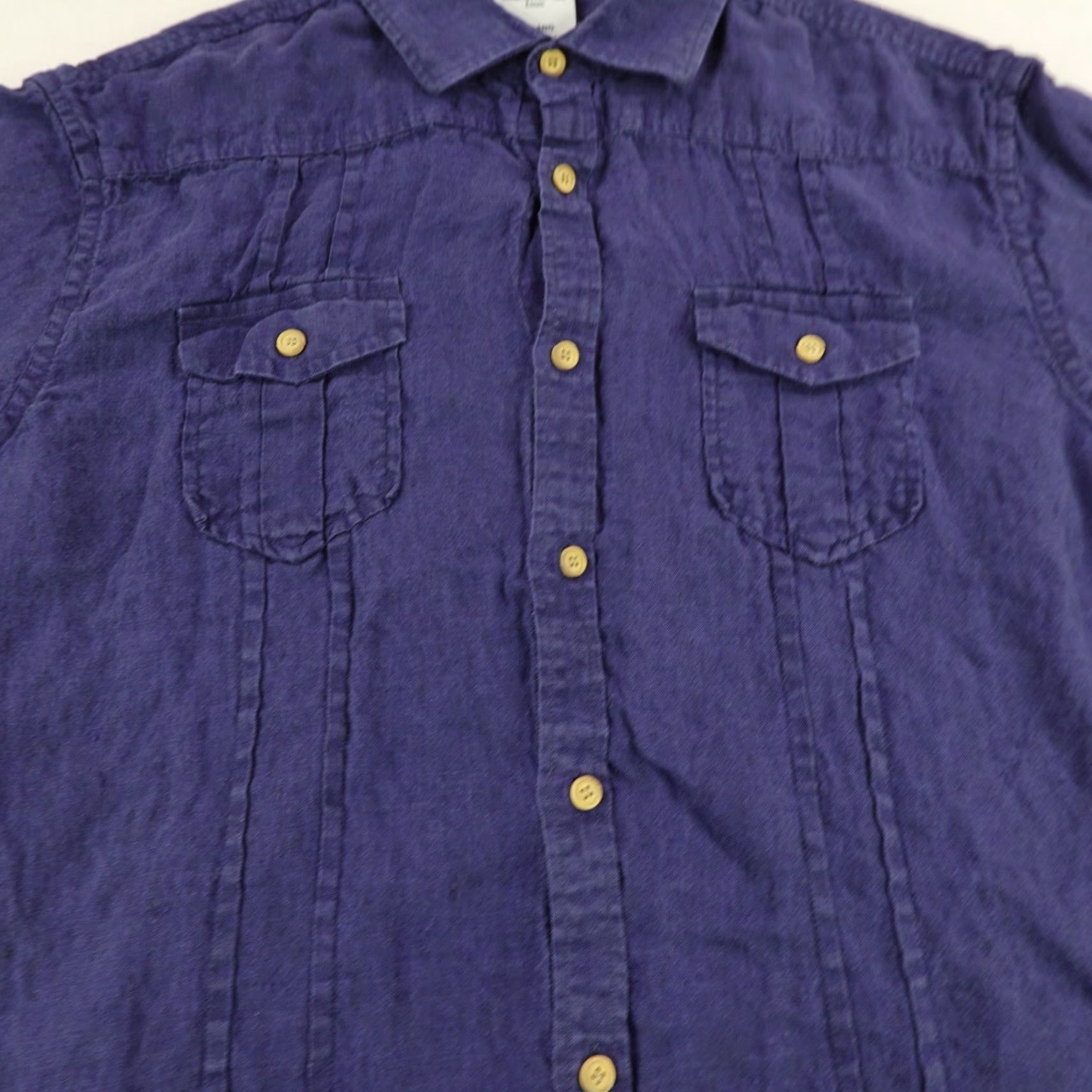 Murano Murano Baird McNutt Shirt Mens XL Blue Linen Button-Up Short Sleeve Collared Pocketed Casual Shirt Size US XL / EU 56 / 4 - 3 Thumbnail