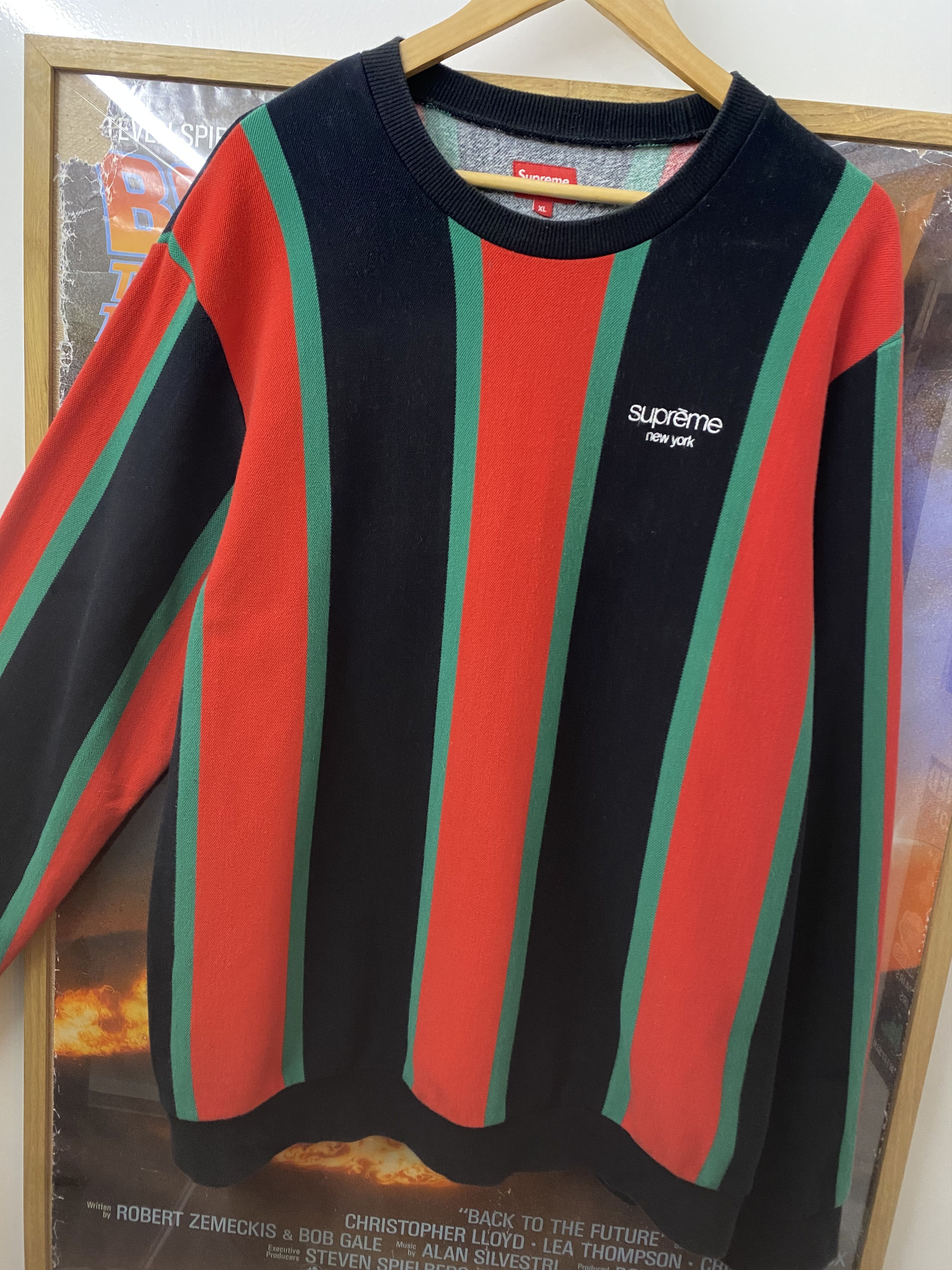 Supreme FW2017 Supreme Gucci Style Vertical Striped Pique Crewneck Size US XL / EU 56 / 4 - 4 Thumbnail