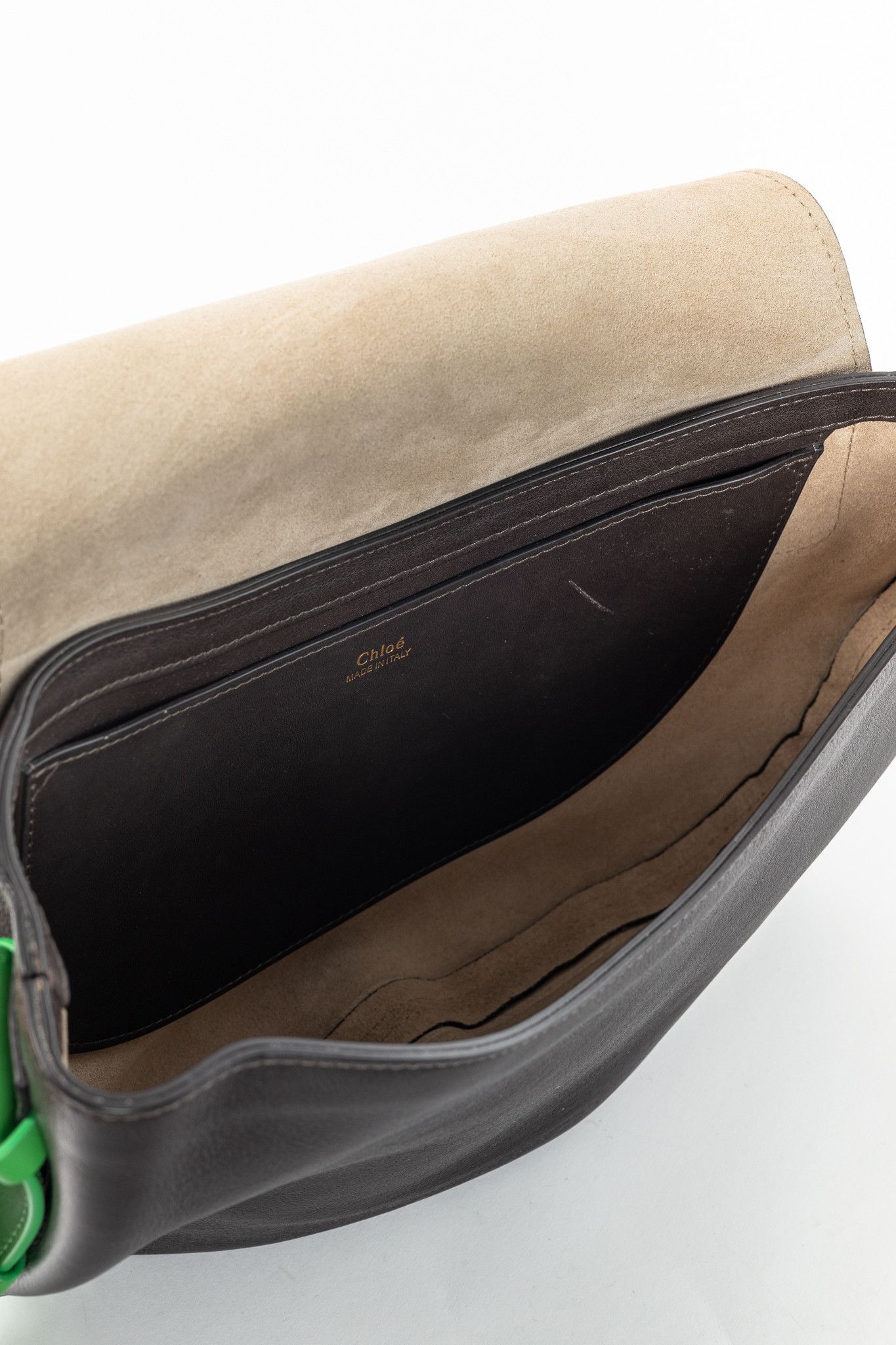 Chloe Chloe Kiss Off Brown Leather Green-Strap Shoulder Bag Size ONE SIZE - 10 Thumbnail