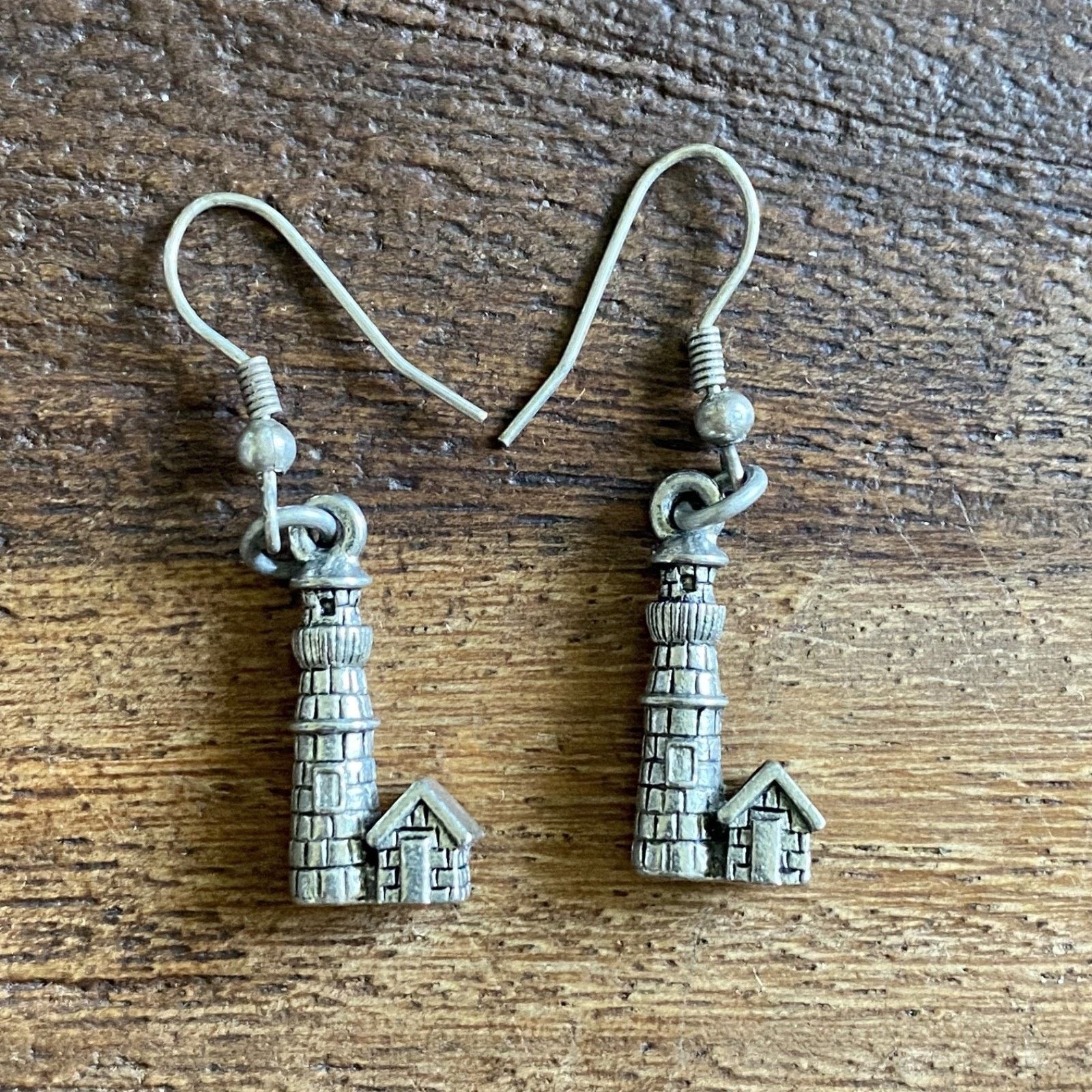 Other Vintage Lighthouse Dangle Earrings Pewter Silver Tone Size ONE SIZE - 3 Thumbnail