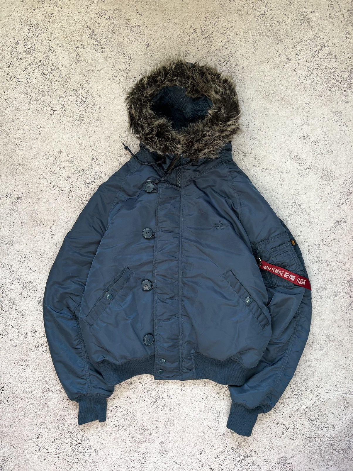 If Six Was Nine × Le Grande Bleu (L.G.B.) Y2K VINTAGE MOHAIR FUZZY FLUFFY FUR HOOD FAUX BOMBER JACKET Size US L / EU 52-54 / 3 - 3 Thumbnail