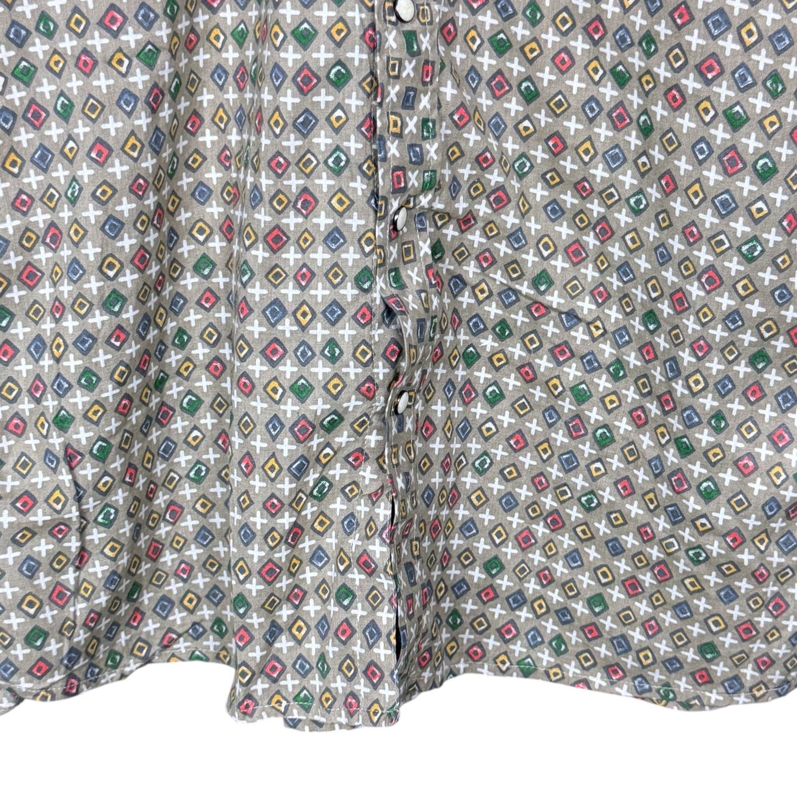 Salt Valley Salt Valley Western Mens L Geometric Tan S/S Pearl Snap Size US L / EU 52-54 / 3 - 5 Thumbnail