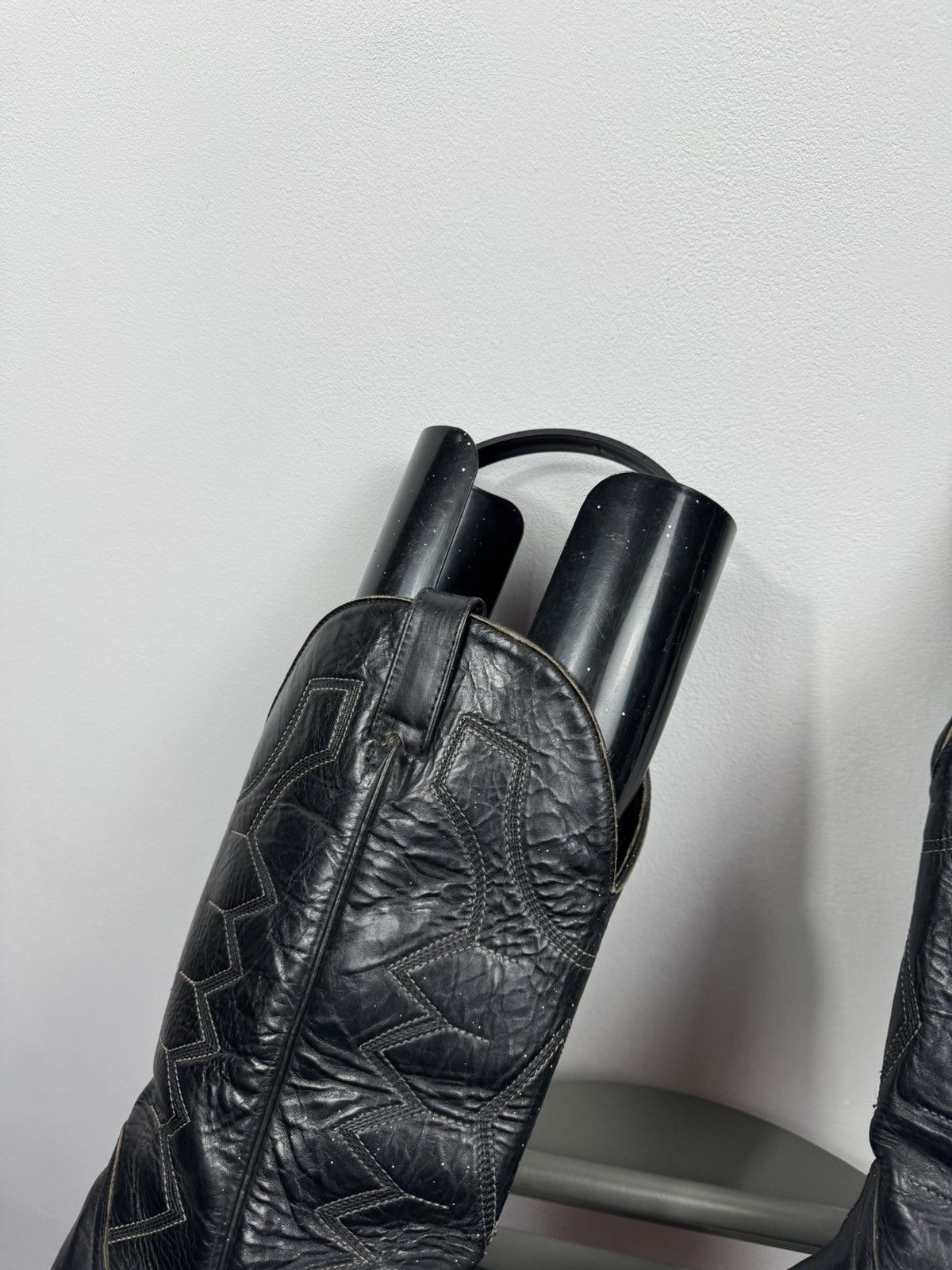 Other Vintage Black Leather Cowboy Western Boots Leather 43 EU Size US 9.5 / EU 42-43 - 4 Thumbnail