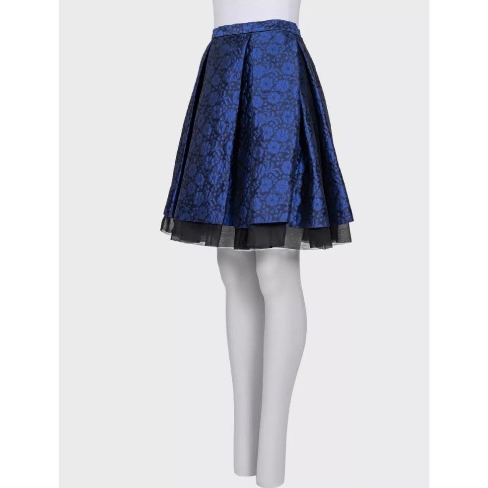 Dior Christian Dior Blue Floral Silk Skirt - Sz M (EU 42) Size 30" / US 8 / IT 44 - 2 Thumbnail