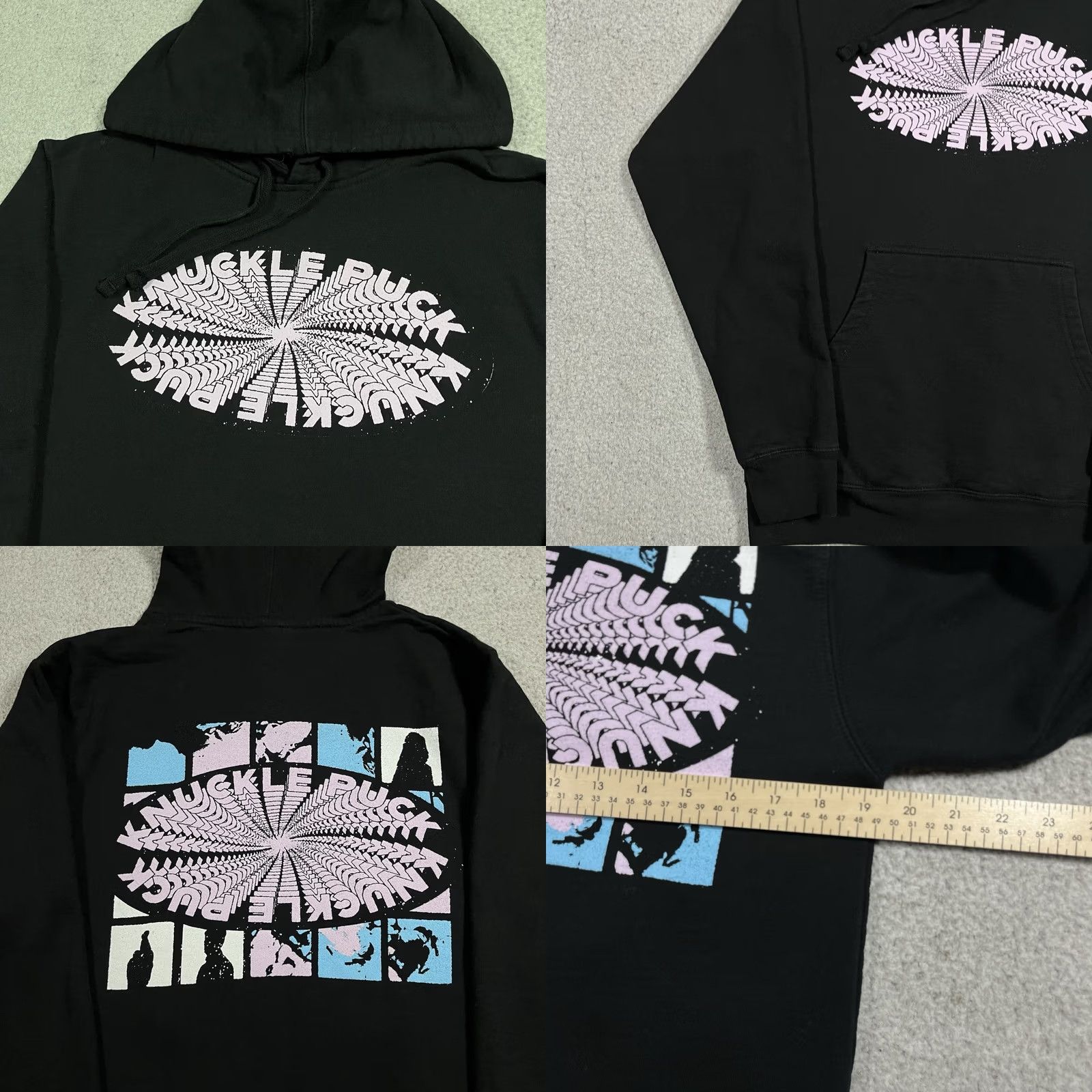 Vintage Knuckle Puck Hoodie Mens Small Sweatshirt Graphic Print Pullover Hooded Black Long Sleeve Rock Punk Emo Concert 90s Theme Mens Size US S / EU 44-46 / 1 - 8 Thumbnail