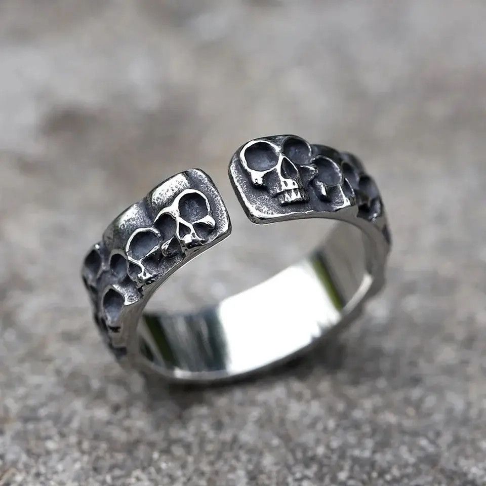 Jewelry Skull Biker Punk Rock Rings Size ONE SIZE - 1 Thumbnail
