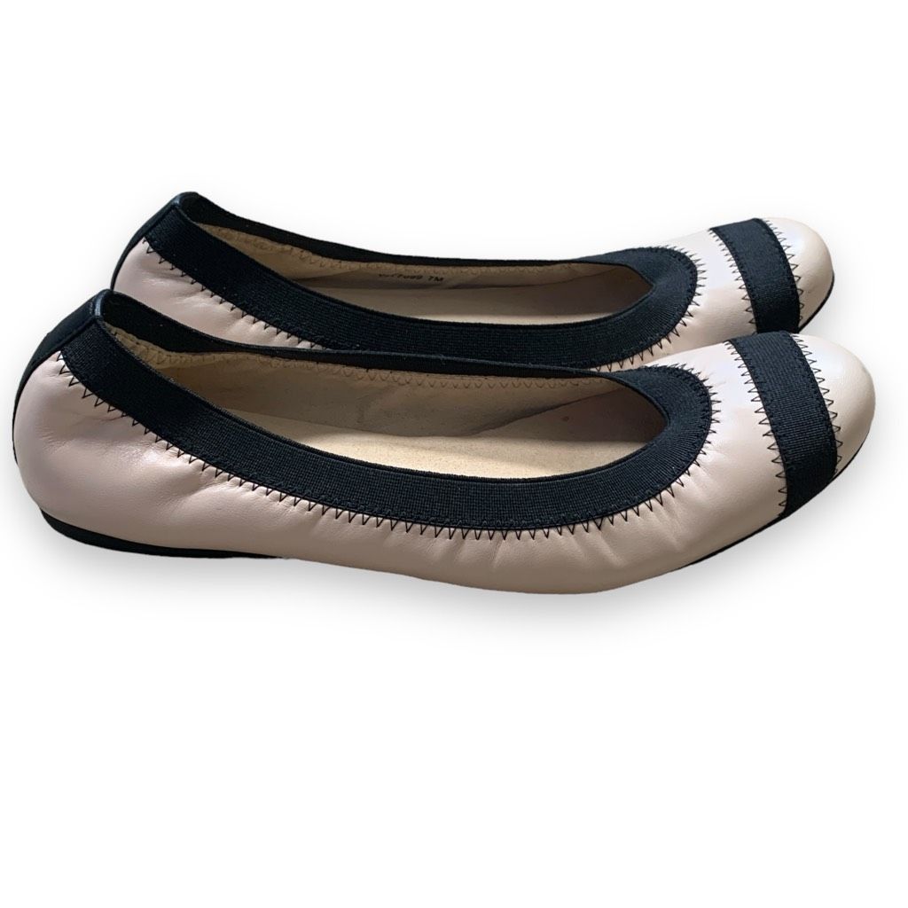 Stuart Weitzman Stuart Weizmann Ballet Flat Shoes Cream Black Leather Classi Size US 7 / IT 37 - 7 Thumbnail