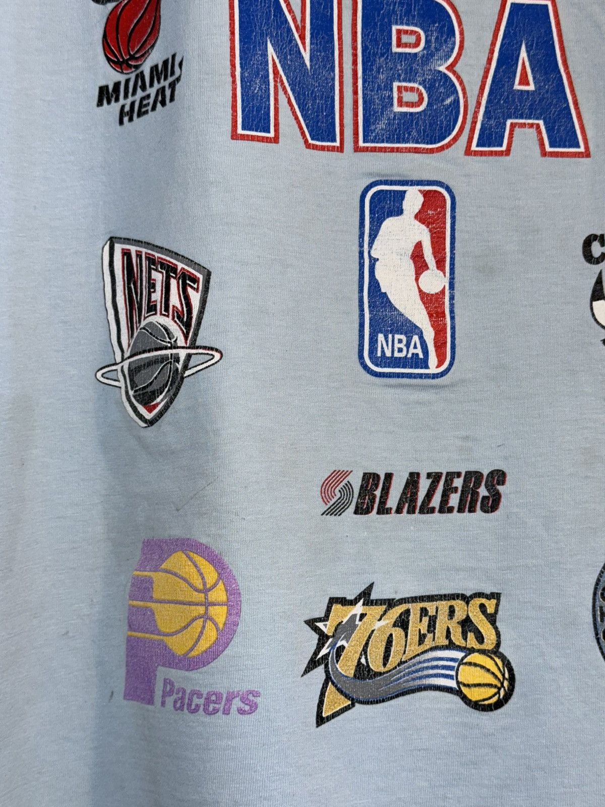 NBA × Vintage Vintage 90s Y2K NBA Multi-Team Logo T-Shirt Light Blue Size US XL / EU 56 / 4 - 5 Thumbnail