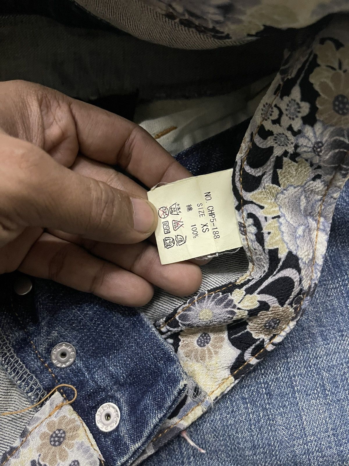 Karakuri Tamashii 90s CHIGIRI DOUBLE WAIST RARE COTTON/DENIM JEANS Size US 31 - 9 Thumbnail