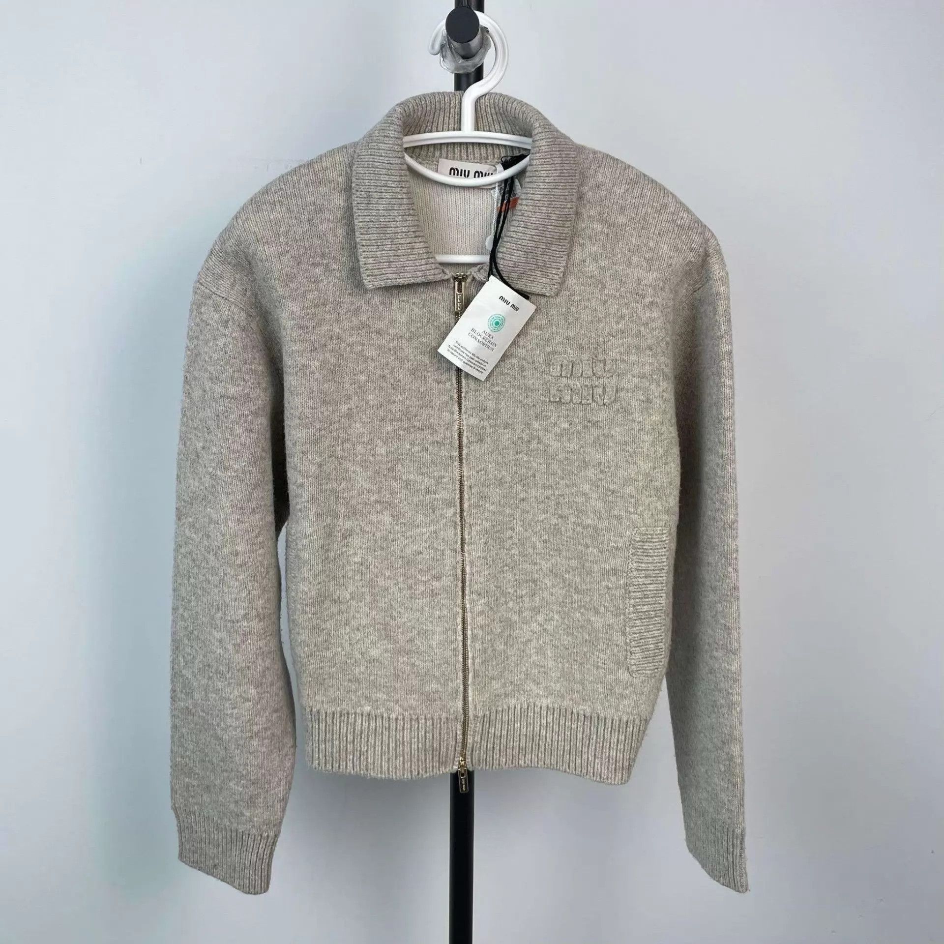Miu Miu MIU MIU women's gray size 38 knit cardigan Size XS / US 0-2 / IT 36-38 - 1 Thumbnail